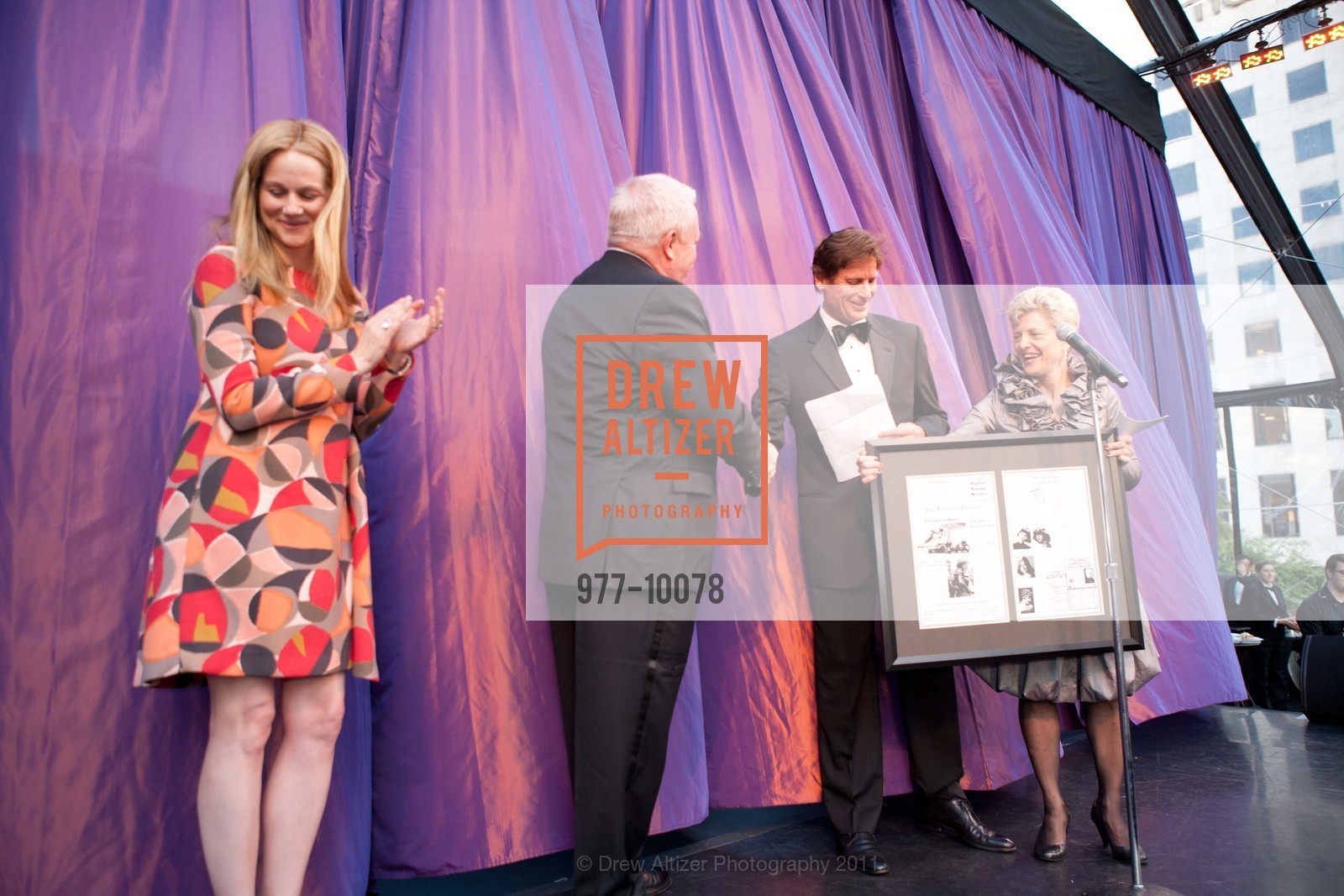 Laura Linney, Armistead Maupin, Ward Bushee, Carey Perloff, AMERICAN CONSERVATORY THEATRE Presents Tales of the City, Opening Night Gala, Union Square, June 2nd, 2011, Photo #977-10078 Laura Linney, Armistead Maupin, Ward Bushee, Carey Perloff, Photo #977-10078