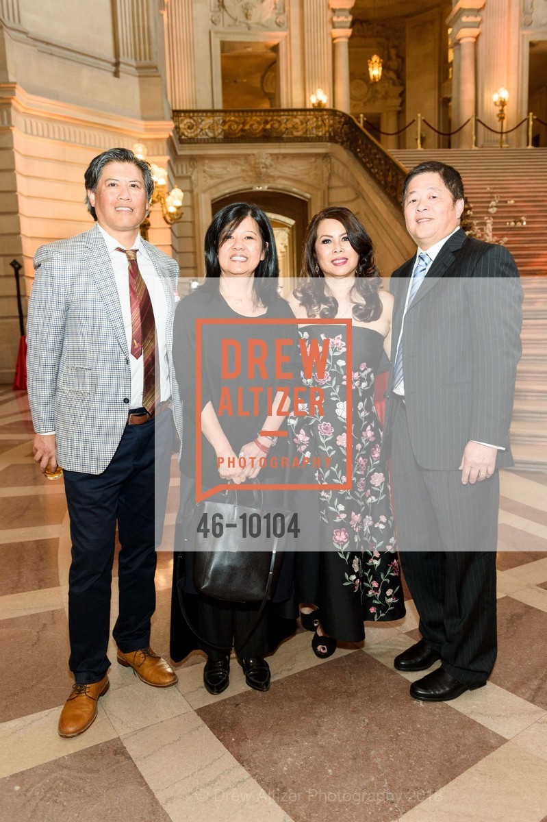 Eric Tao, Joy Ou, Sharon Seto, David Seto, ArtCare Awards Benefit 2018 Honoring Yuan Yuan Tan and Rena Bransten, San Francisco City Hall. 1 Dr. Carlton B. Goodlett Place, April 9th, 2018, Photo #46-10104 Eric Tao, Joy Ou, Sharon Seto, David Seto, Photo #46-10104