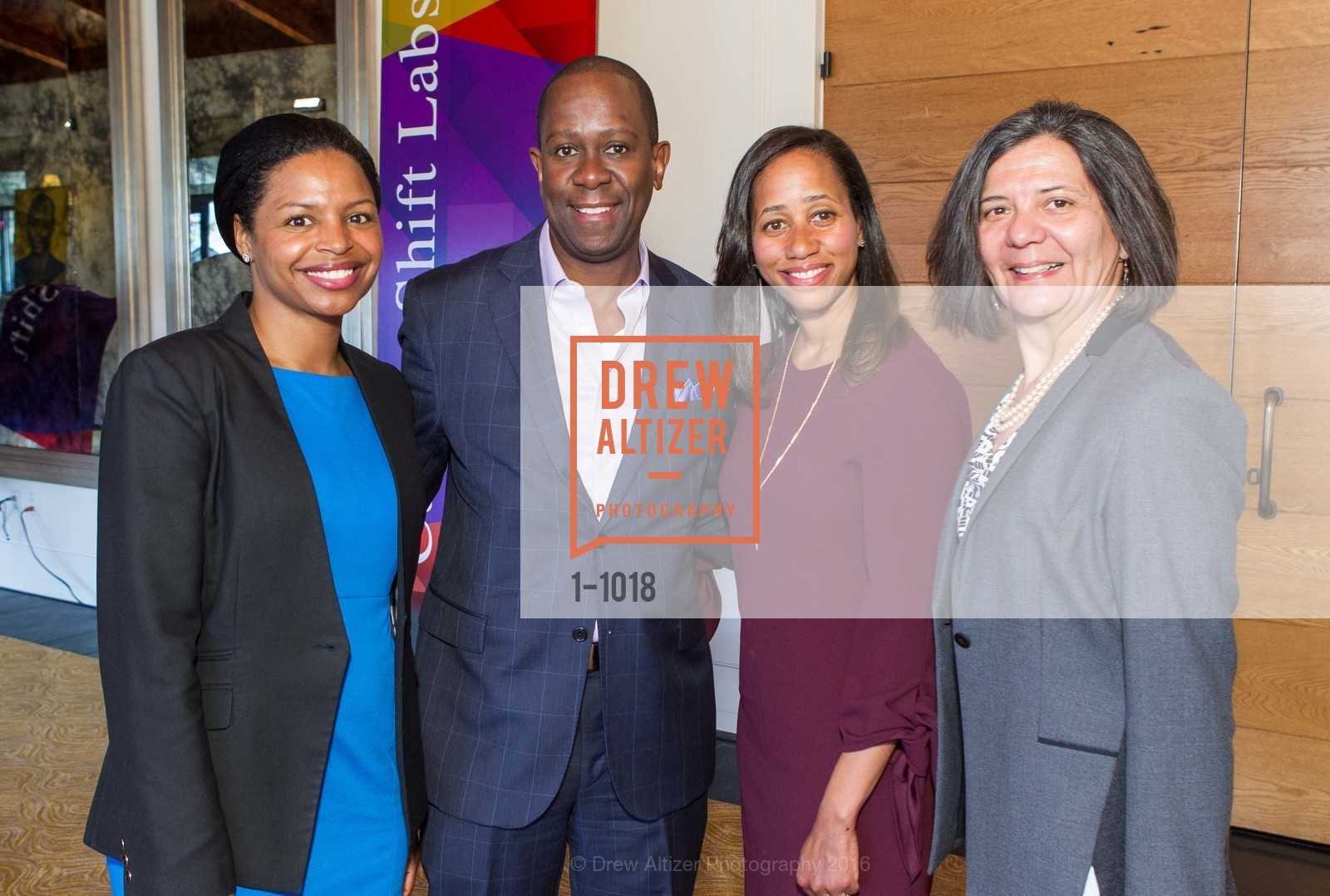 Naeemah Nelson, Bernard Gugar, Cathy Gugar, Sandra R. Hernandez, 2016 Culture Shifting Awards, Rosewood Sand Hill. 2825 Sand Hill Road, Menlo Park 94025, March 20th, 2016, Photo #1-1018 Naeemah Nelson, Bernard Gugar, Cathy Gugar, Sandra R. Hernandez, Photo #1-1018