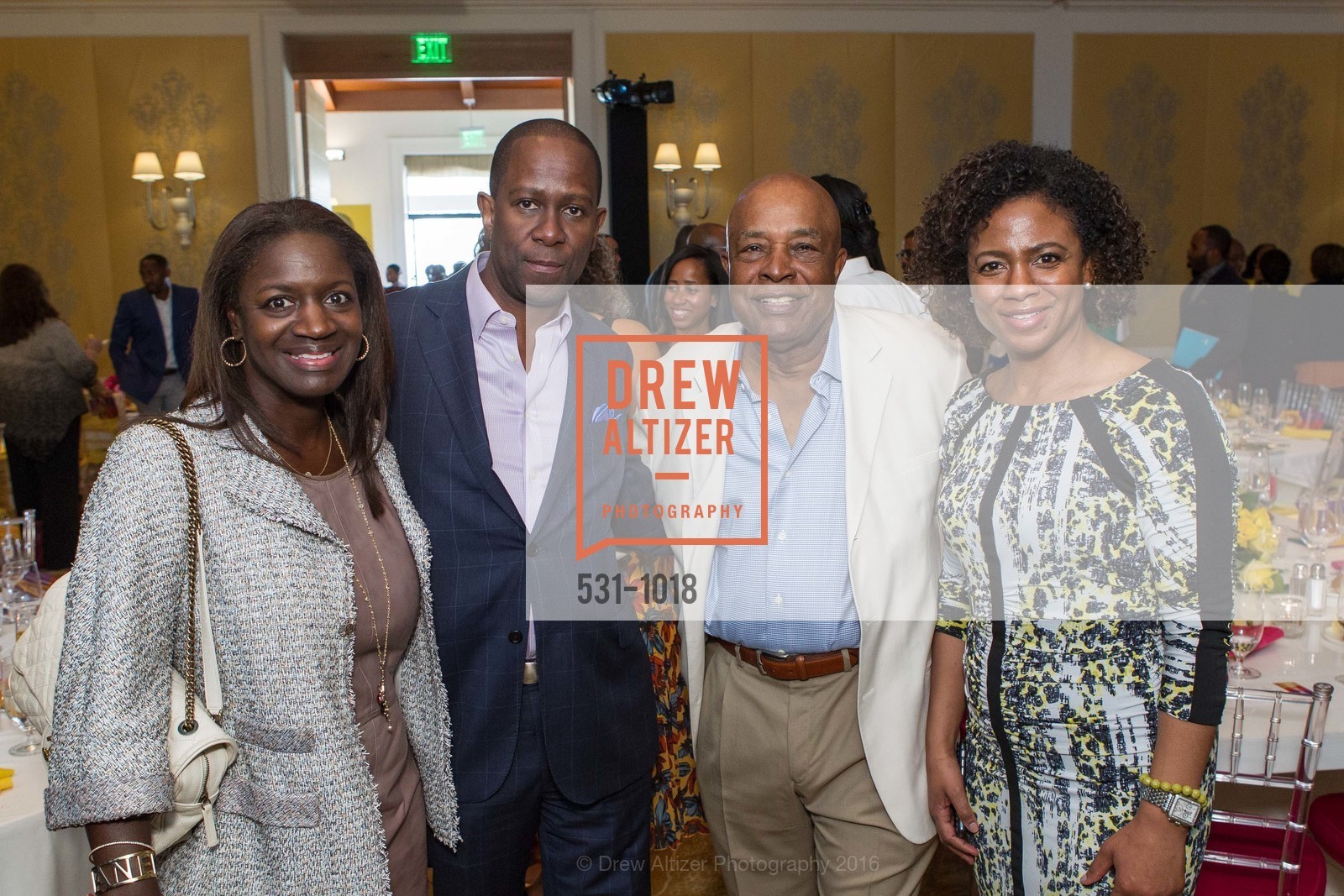 Richelle Parham, Bernard Gugar, Ken Coleman, Nichole Johnson, 2016 Culture Shifting Awards, Rosewood Sand Hill. 2825 Sand Hill Road, Menlo Park 94025, March 20th, 2016, Photo #531-1018 Richelle Parham, Bernard Gugar, Ken Coleman, Nichole Johnson, Photo #531-1018