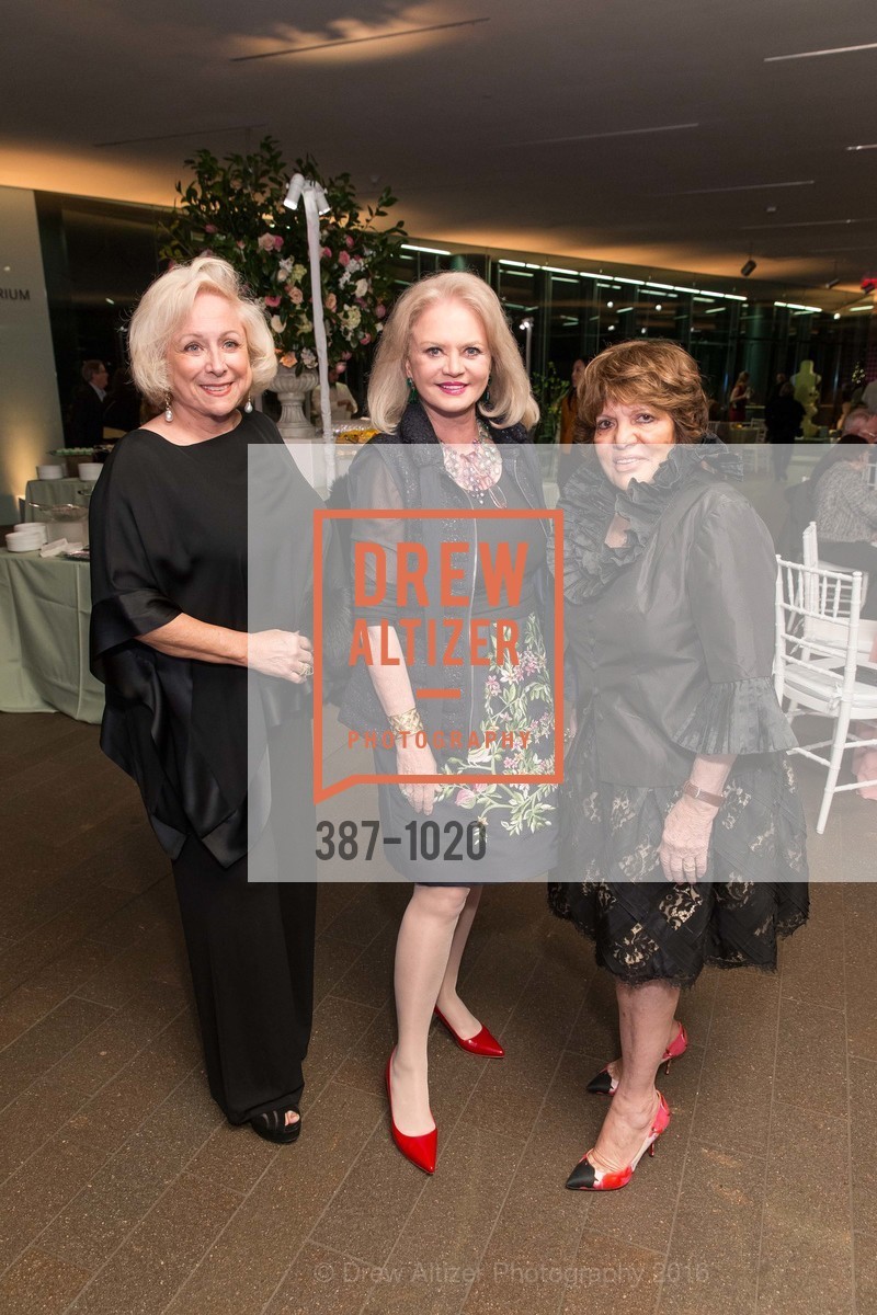 Susan Blais, Heidi Betz, Lucretia Carney, The de Young Museum Honors Oscar De La Renta, de Young Museum. 50 Hagiwara Tea Garden Drive, San Francisco, CA 94118, March 10th, 2016, Photo #387-1020 Susan Blais, Heidi Betz, Lucretia Carney, Photo #387-1020