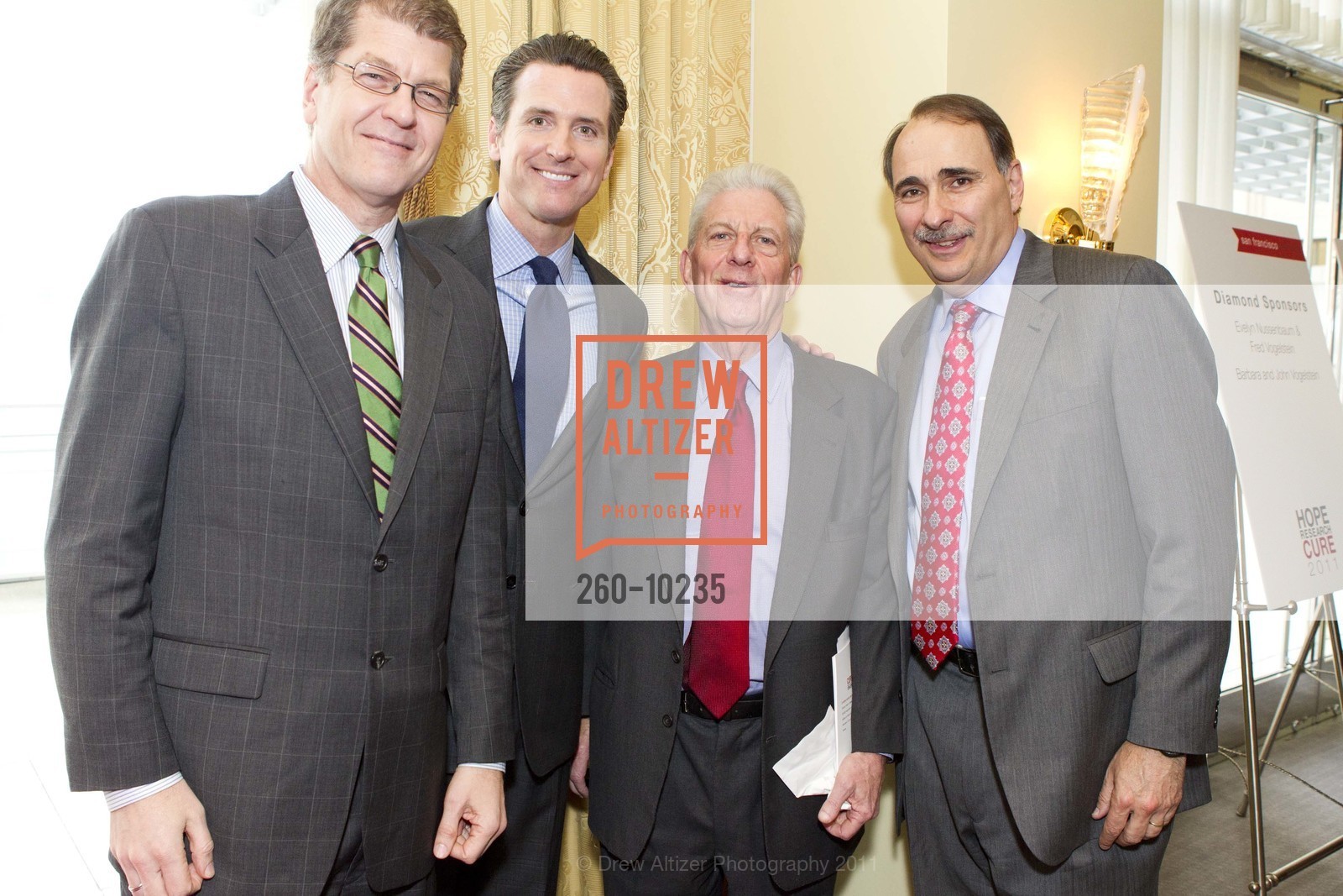 Steve Clemons, Gavin Newsom, Rich Guggenhime, David Axelrod, First Annual San Francisco CURE Benefit Dinner, US, March 26th, 2011, Photo #260-10235 Steve Clemons, Gavin Newsom, Rich Guggenhime, David Axelrod, Photo #260-10235