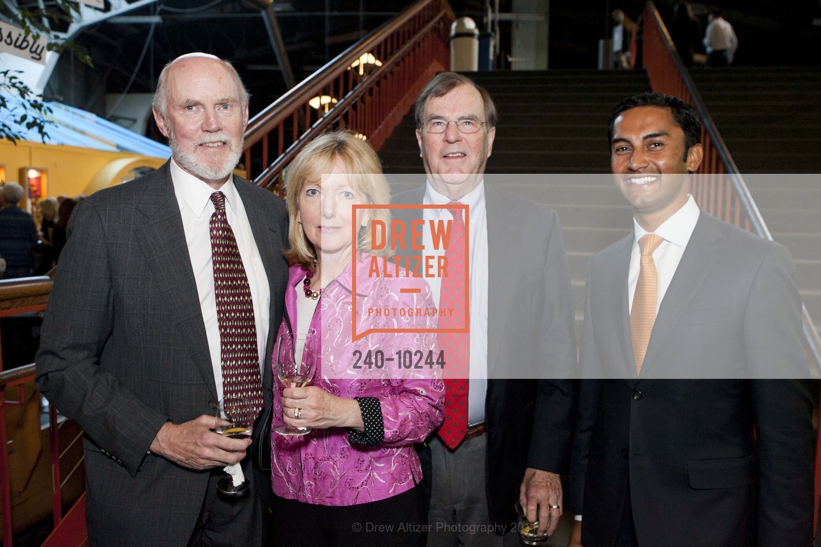 Skip Smith, Jean Montague, Leonard Yerkes, Debashis Chowdhury, 34th Annual EXPLORATORIUM Awards Dinner: SCIENCE FOR DECISION MAKING, US, May 5th, 2011, Photo #240-10244 Skip Smith, Jean Montague, Leonard Yerkes, Debashis Chowdhury, Photo #240-10244