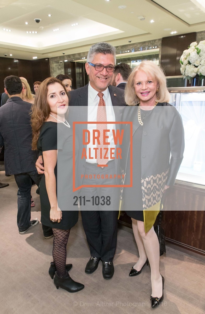 Edith Robles, Mario Diaz, Heide Betz, Cocktails hosted by Tiffany's for SFMOMA Modern Ball Kick Off, Tiffany & Company. 350 Post St, March 16th, 2016, Photo #211-1038 Edith Robles, Mario Diaz, Heide Betz, Photo #211-1038