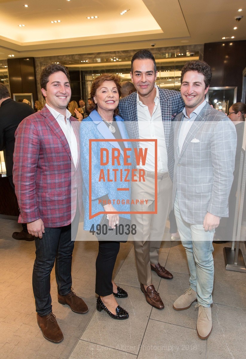 Matthew Goldman, Maria Manetti Shrem, Greg Lopez, Jason Goldman, Cocktails hosted by Tiffany's for SFMOMA Modern Ball Kick Off, Tiffany & Company. 350 Post St, March 16th, 2016, Photo #490-1038 Matthew Goldman, Maria Manetti Shrem, Greg Lopez, Jason Goldman, Photo #490-1038