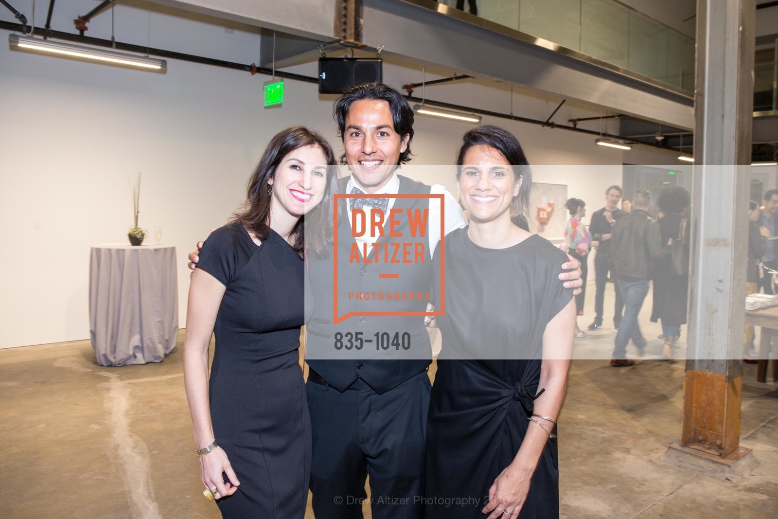 Rachelle Reichert, Miguel Arzabe, Francesca Sonara, Minnesota Street Project Opening Party, 1275 Minnesota Street. 1275 Minnesota Street, March 17th, 2016, Photo #835-1040 Rachelle Reichert, Miguel Arzabe, Francesca Sonara, Photo #835-1040