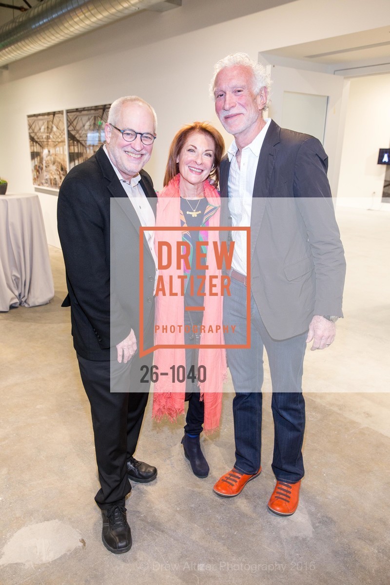 Gary Garrels, Helyn Goldenberg, Michael Alper, Minnesota Street Project Opening Party, 1275 Minnesota Street. 1275 Minnesota Street, March 17th, 2016, Photo #26-1040 Gary Garrels, Helyn Goldenberg, Michael Alper, Photo #26-1040
