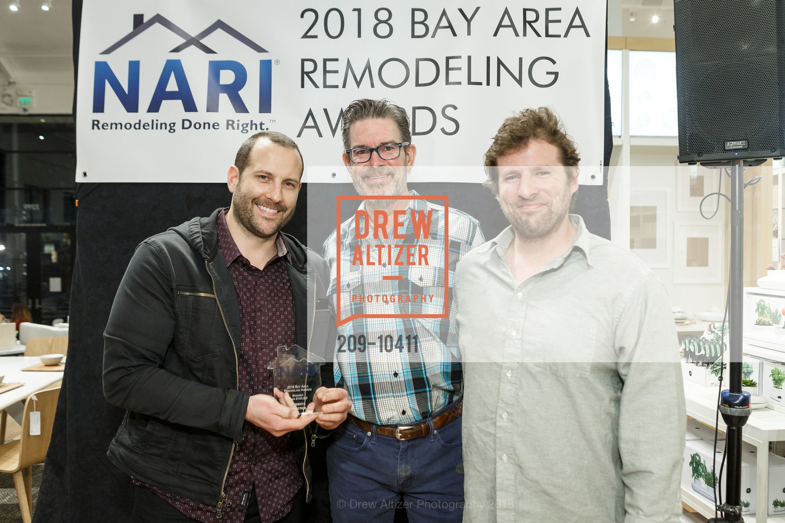 Brandon Podesta, Steve Shank, Brian van Runkle, NARI Bay Area Remodeling Awards, EQ3. 2299 Alameda St, April 11th, 2018, Photo #209-10411 Brandon Podesta, Steve Shank, Brian van Runkle, Photo #209-10411