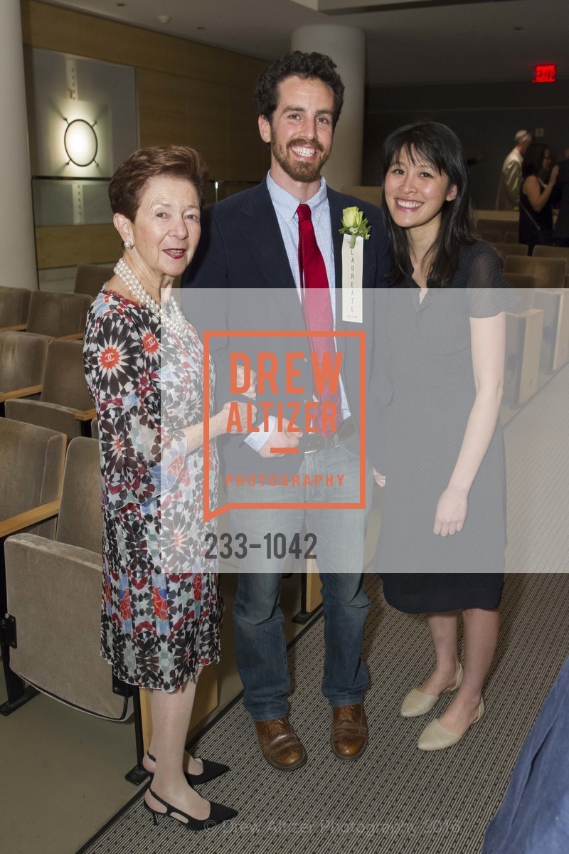 Roselyne Swig, Eli Horowitz, Rachel Khong, 2016 Library Laureates Gala, SF Library. 100 Larkin St, San Francisco, CA 94102, March 18th, 2016, Photo #233-1042 Roselyne Swig, Eli Horowitz, Rachel Khong, Photo #233-1042