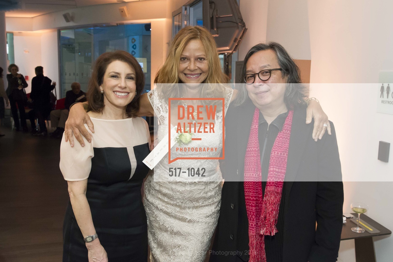 Jeremy Stone, Joyce Maynard, Craig Nagasawa, 2016 Library Laureates Gala, SF Library. 100 Larkin St, San Francisco, CA 94102, March 18th, 2016, Photo #517-1042 Jeremy Stone, Joyce Maynard, Craig Nagasawa, Photo #517-1042