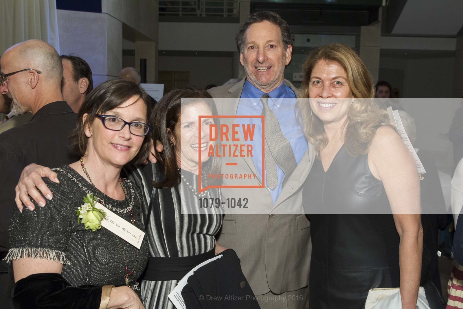 Frances Dinkelspiel, Marjorie Swig, Gary Stolzoff, Suzi Alexander, 2016 Library Laureates Gala, SF Library. 100 Larkin St, San Francisco, CA 94102, March 18th, 2016, Photo #1079-1042 Frances Dinkelspiel, Marjorie Swig, Gary Stolzoff, Suzi Alexander, Photo #1079-1042