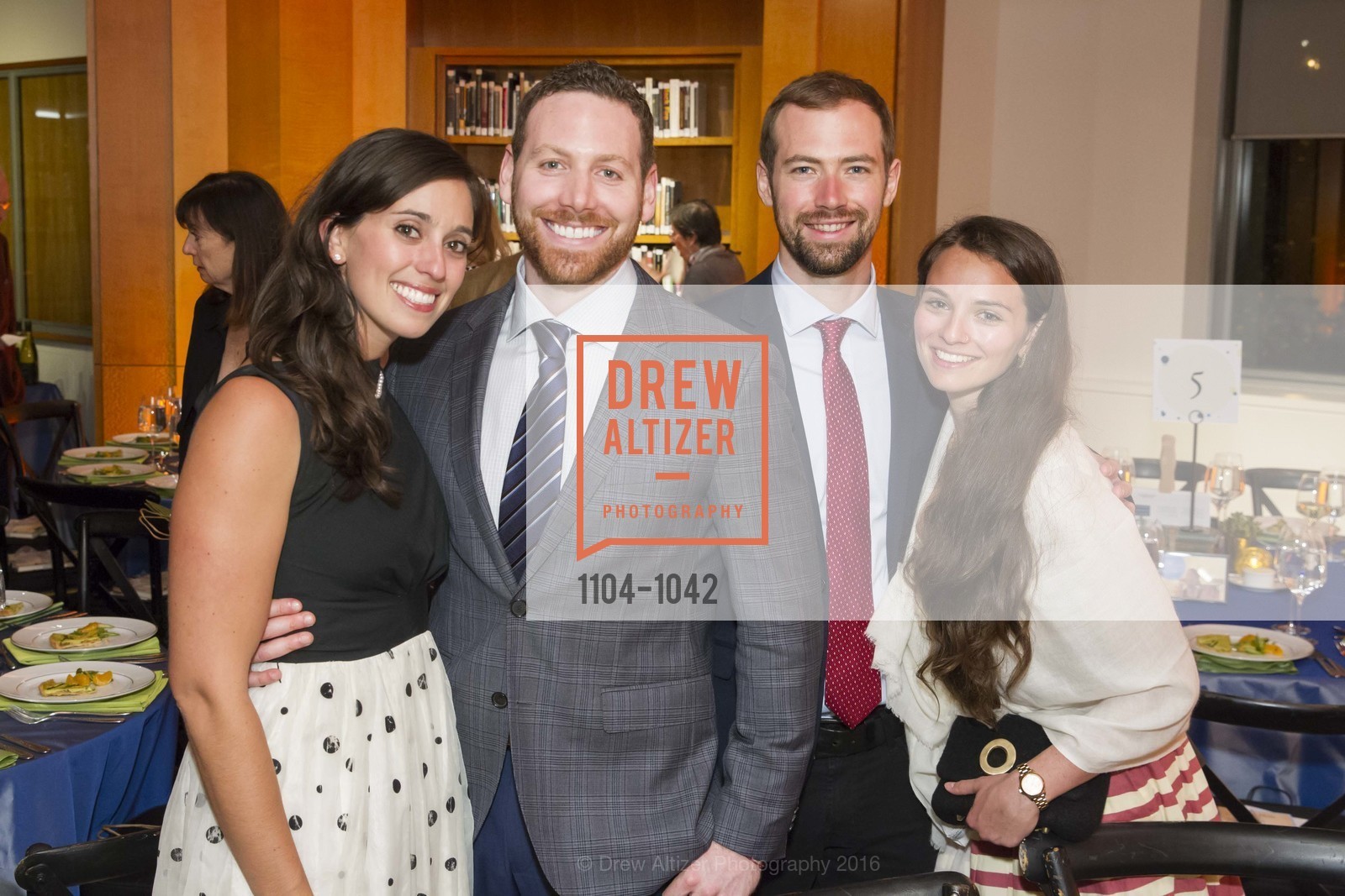 Lindsey Sedlack, Ben Berkowitz, Patrick Rawlings, Georgia Sedlack, 2016 Library Laureates Gala, SF Library. 100 Larkin St, San Francisco, CA 94102, March 18th, 2016, Photo #1104-1042 Lindsey Sedlack, Ben Berkowitz, Patrick Rawlings, Georgia Sedlack, Photo #1104-1042