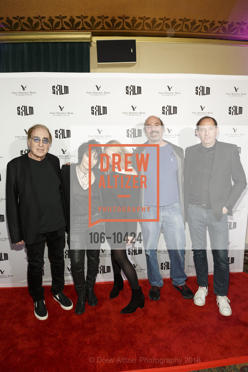 Kenny Laguna, Joan Jett, Carianne Brinkman, Peter Afterman, Dan Braun, SFFILM Festival 2018 Arrivals: Bad Reputation, Castro Theatre. 429 Castro Street, April 14th, 2018,Drew Altizer, Drew Altizer Photography, full-service agency, private events, San Francisco photographer, photographer california