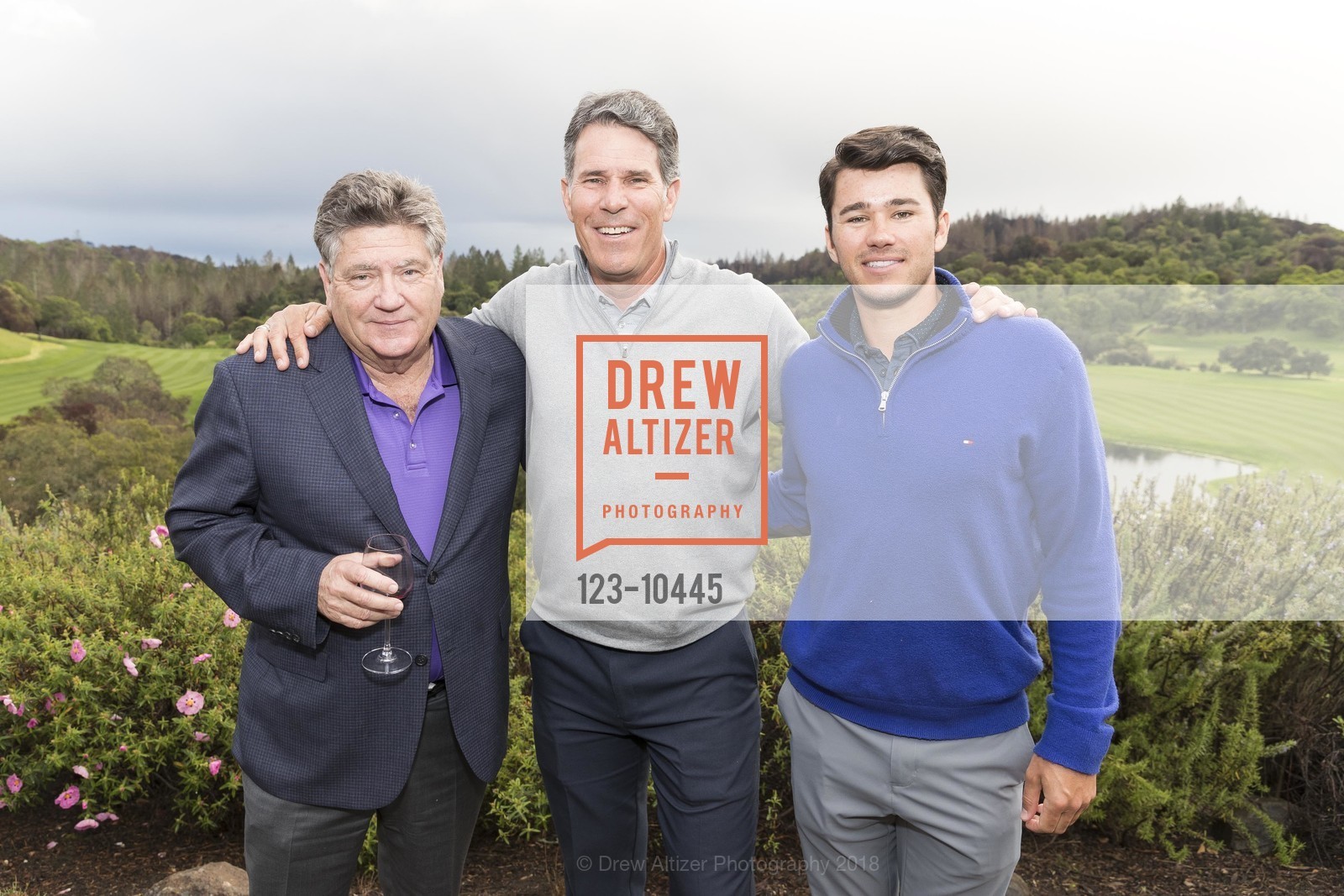 Fred Biagi, Steve Bono, Christoph Bono, UCSF Medical Center Celebrity Golf Classic Pre-Tournament Reception, Mayacama, April 16th, 2018, Photo #123-10445 Fred Biagi, Steve Bono, Christoph Bono, Photo #123-10445