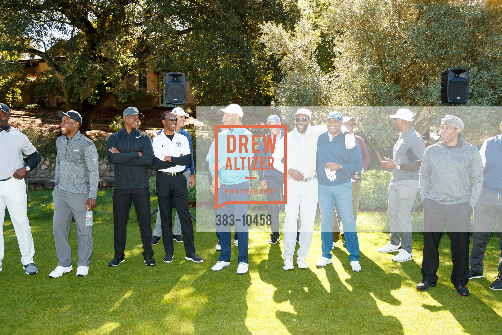 Kenny Lofton, Barry Bonds, Willie Gault, Marcus Allen, Ronnie Lott, Jerry Rice, Tim Brown, Terry Landrum, UCSF Medical Center Celebrity Golf Classic at Mayacama, Mayacama Golf Club. 1240 Mayacama Club Drive, April 17th, 2018, Photo #383-10458 Kenny Lofton, Barry Bonds, Willie Gault, Marcus Allen, Ronnie Lott, Jerry Rice, Tim Brown, Terry Landrum, Photo #383-10458