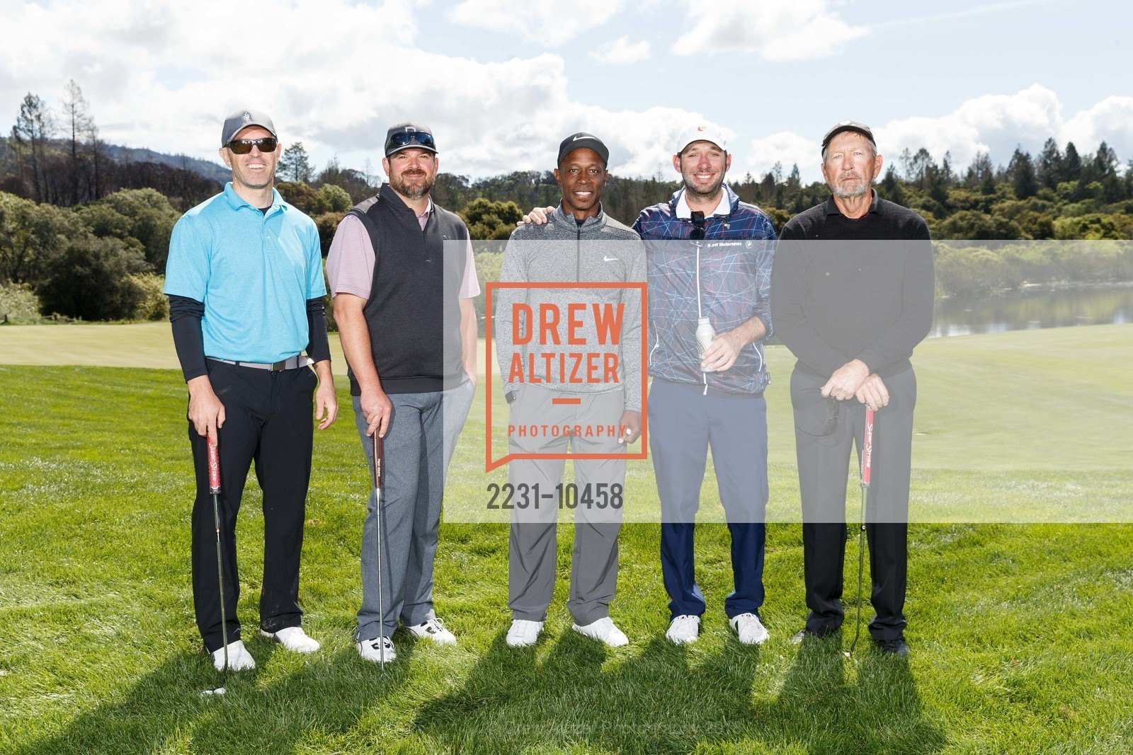 Nick Grudzien, Lou Ratto, Kenny Lofton, Mike Wier, Tom Henry, UCSF Medical Center Celebrity Golf Classic at Mayacama, Mayacama Golf Club. 1240 Mayacama Club Drive, April 17th, 2018, Photo #2231-10458 Nick Grudzien, Lou Ratto, Kenny Lofton, Mike Wier, Tom Henry, Photo #2231-10458