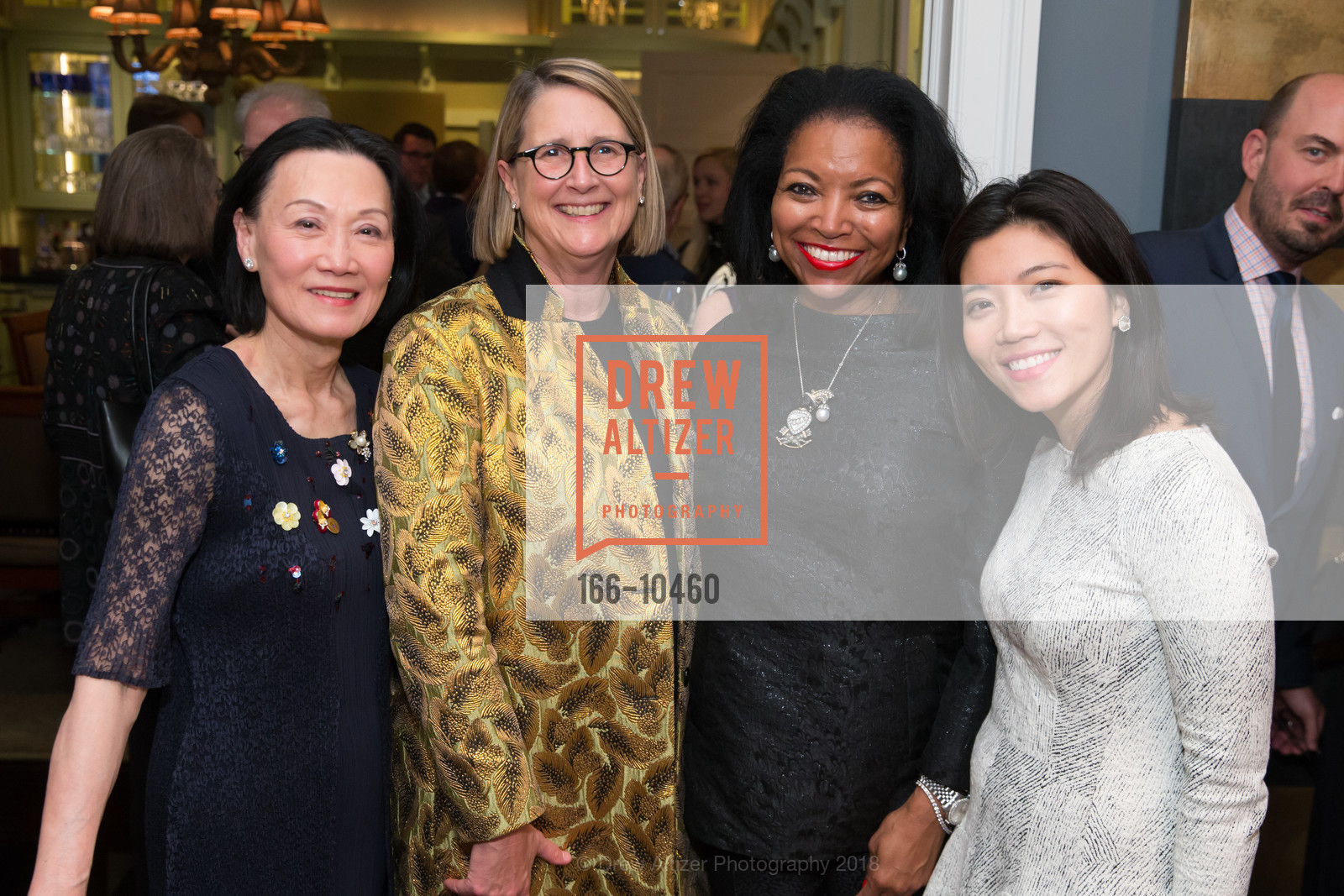 Iris Chan, Prisca Geeslin, Denise Bradley Tyson, Karen Huang, FAMSF Leadership Circle Annual Soiree, Private Residence, April 18th, 2018, Photo #166-10460 Iris Chan, Prisca Geeslin, Denise Bradley Tyson, Karen Huang, Photo #166-10460