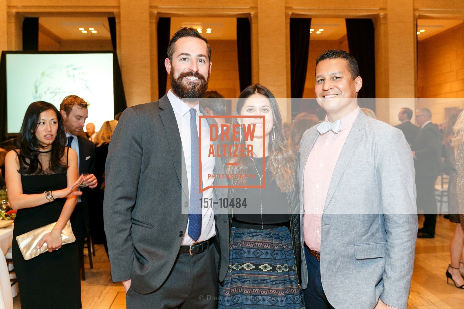 Andrew Berenato, Marina Carmody, Mark Milla, 52nd Annual Edgewood Fair Gala 2018, Bently Reserve. 301 Battery Street, April 26th, 2018, Photo #151-10484 Andrew Berenato, Marina Carmody, Mark Milla, Photo #151-10484