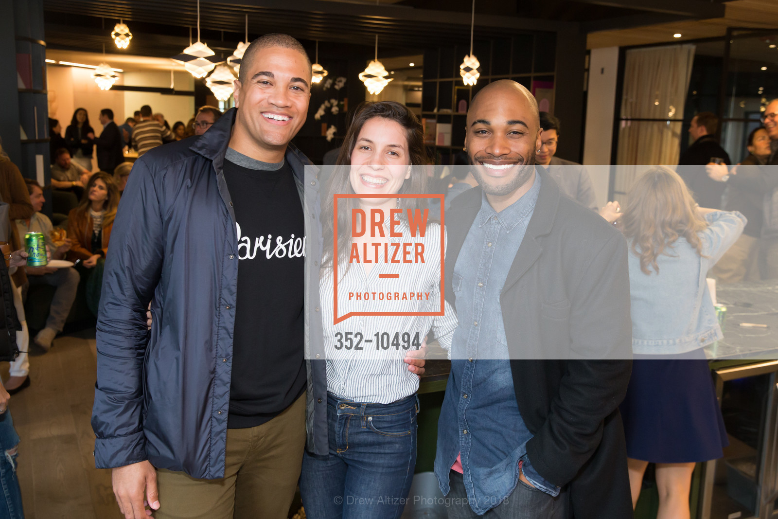 Anthony Hegmann, Majo Molfino, Jarreau Bowen, CANOPY Jackson Square Opening, CANOPY, 4th Floor. 595 Pacific Avenue, April 24th, 2018, Photo #352-10494 Anthony Hegmann, Majo Molfino, Jarreau Bowen, Photo #352-10494