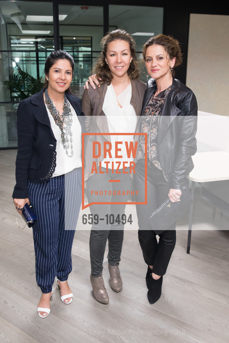 Malvika Behl, Ana Paula Quintanilla, Houda Rahim, CANOPY Jackson Square Opening, CANOPY, 4th Floor. 595 Pacific Avenue, April 24th, 2018, Photo #659-10494 Malvika Behl, Ana Paula Quintanilla, Houda Rahim, Photo #659-10494