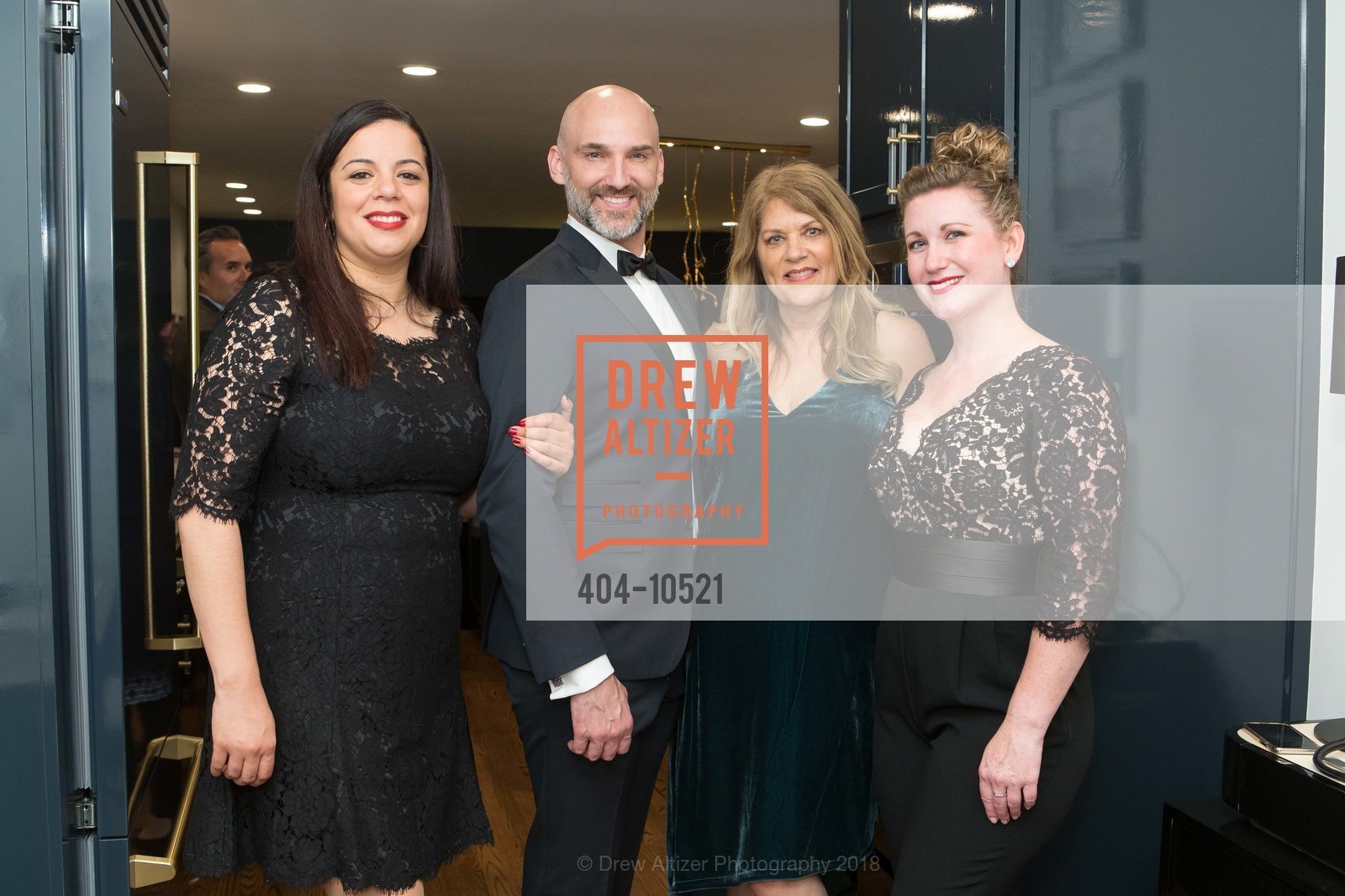 Elizabeth Velasco, Ian Stallings, Robin Merwin, Kristen Kelly, San Francisco Decorator Showcase Sponsors Preview Gala 2018, 465 Marina Blvd. San Francisco, CA 94123. 465 Marina Blvd. San Francisco, CA 94123, April 26th, 2018, Photo #404-10521 Elizabeth Velasco, Ian Stallings, Robin Merwin, Kristen Kelly, Photo #404-10521