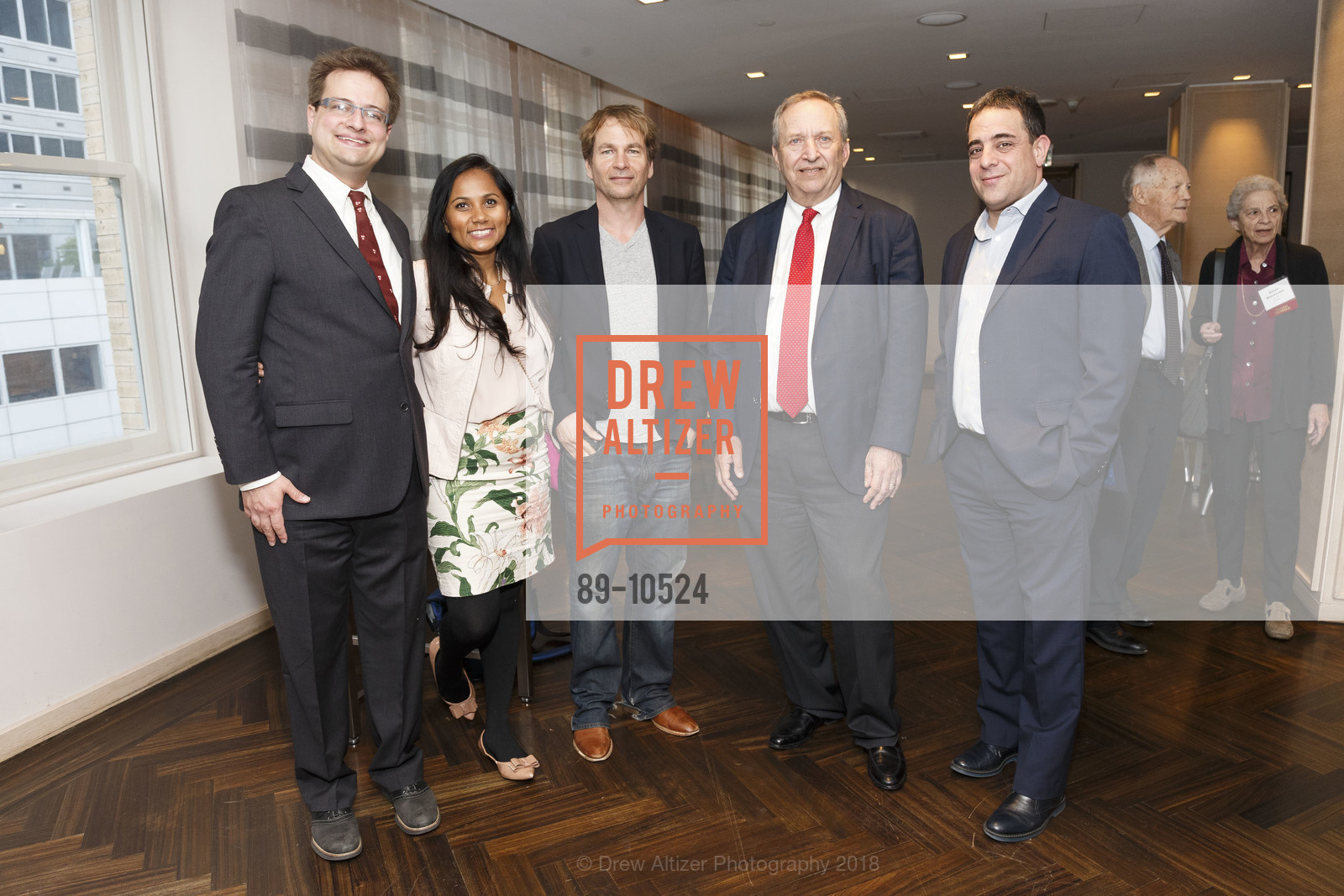 David Back, Ann Koppuzha, Jasper Malcolmson, Larry Summers, Jonathan Axelrad, Harvard Club Annual Dinner with Larry Summers, Former US Secretary of Treasury and Former President of Harvard University, St Regis. 125 3rd St, San Francisco, CA 94103, April 26th, 2018, Photo #89-10524 David Back, Ann Koppuzha, Jasper Malcolmson, Larry Summers, Jonathan Axelrad, Photo #89-10524
