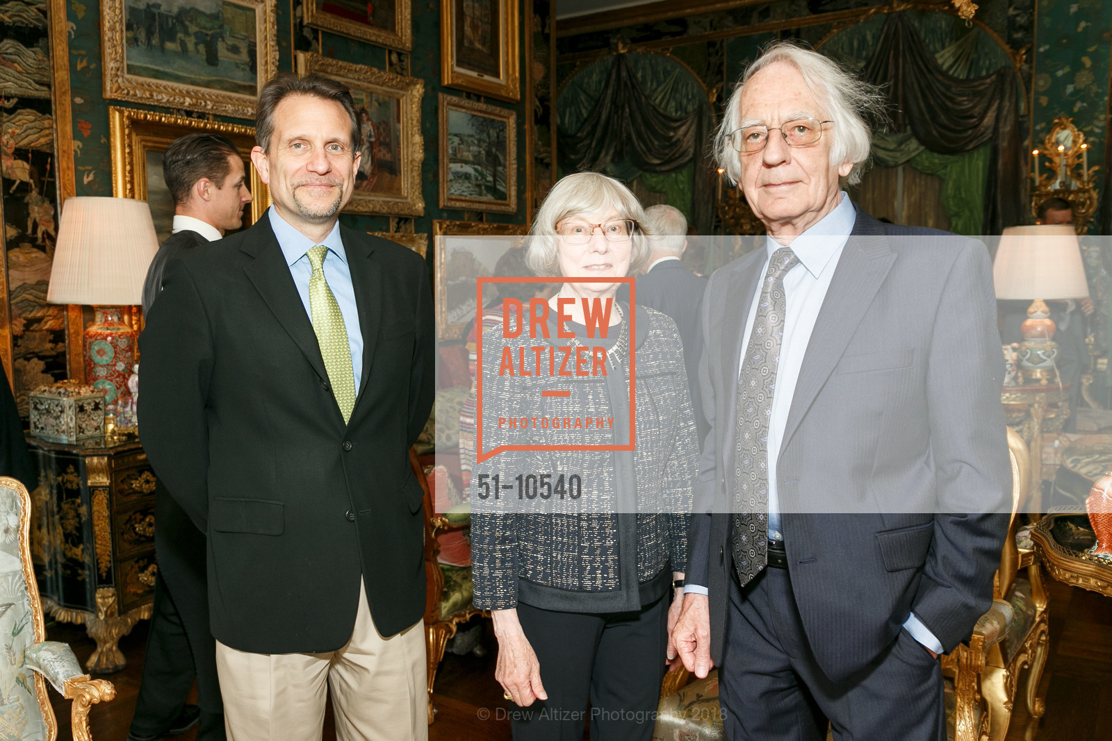 Jonathan Harris, Cynthia Hibbard, Peter Hibbard, Gordon and Ann Getty Host Philharmonia Baroque Orchestra, Private Residence, April 30th, 2018, Photo #51-10540 Jonathan Harris, Cynthia Hibbard, Peter Hibbard, Photo #51-10540