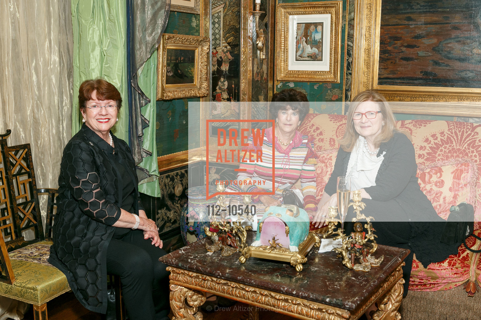 Carol Louchheim, Bernice Greene, Sandra Wolfe, Gordon and Ann Getty Host Philharmonia Baroque Orchestra, Private Residence, April 30th, 2018, Photo #112-10540 Carol Louchheim, Bernice Greene, Sandra Wolfe, Photo #112-10540