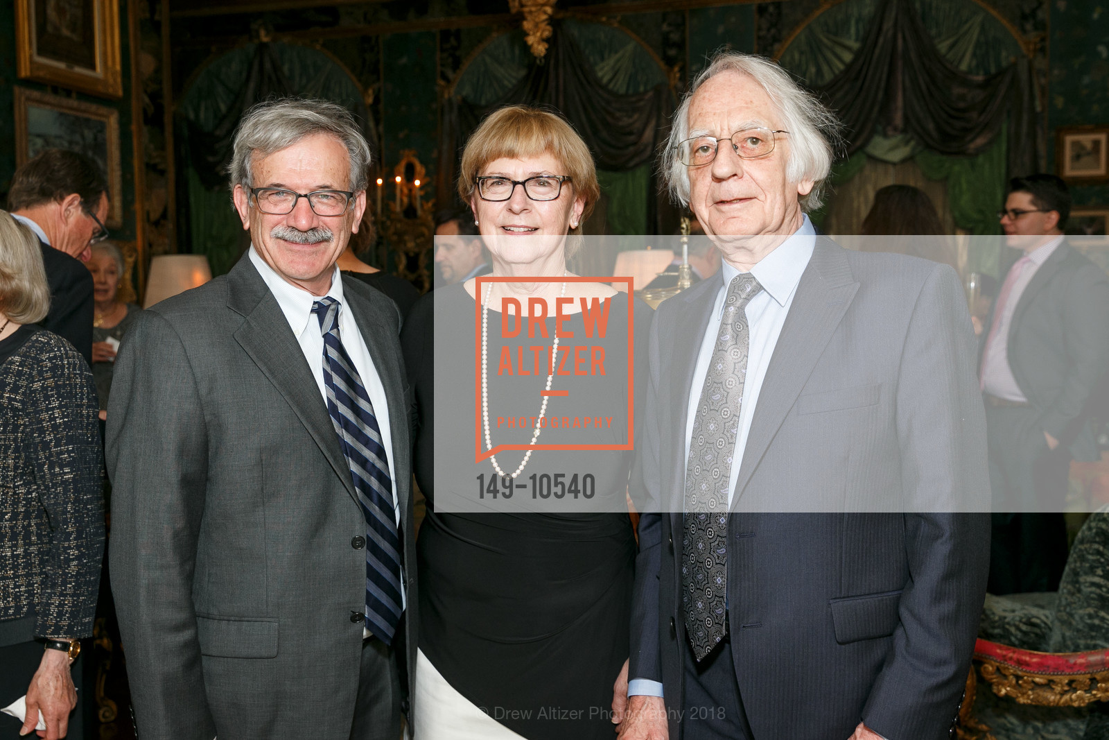 Jeff Katz, Anne Katz, Peter Hibbard, Gordon and Ann Getty Host Philharmonia Baroque Orchestra, Private Residence, April 30th, 2018, Photo #149-10540 Jeff Katz, Anne Katz, Peter Hibbard, Photo #149-10540