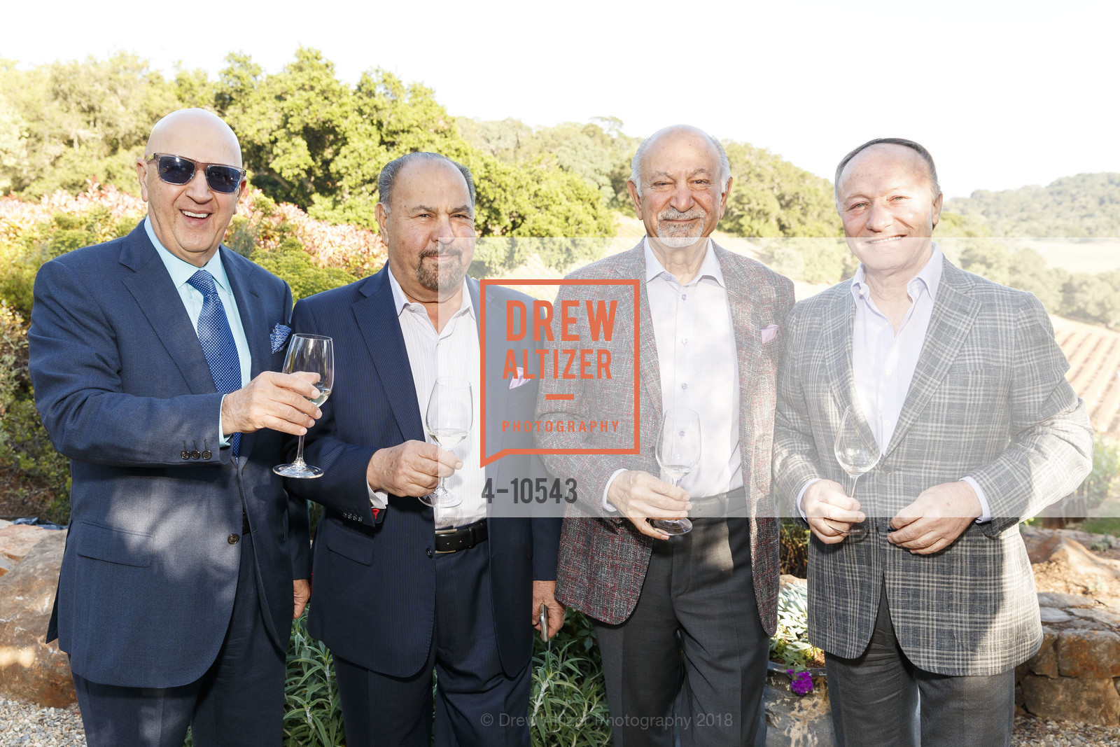 Michael Saei, Paul Vazin, Darioush Khaledi, Hooshang Pak, Festival Napa Valley Tribute Dinner to Darioush and Shahpar Khaledi at Gargiulo Vineyards, Gargiulo Vineyards. 575 Oakville Cross Road, May 2nd, 2018, Photo #4-10543 Michael Saei, Paul Vazin, Darioush Khaledi, Hooshang Pak, Photo #4-10543
