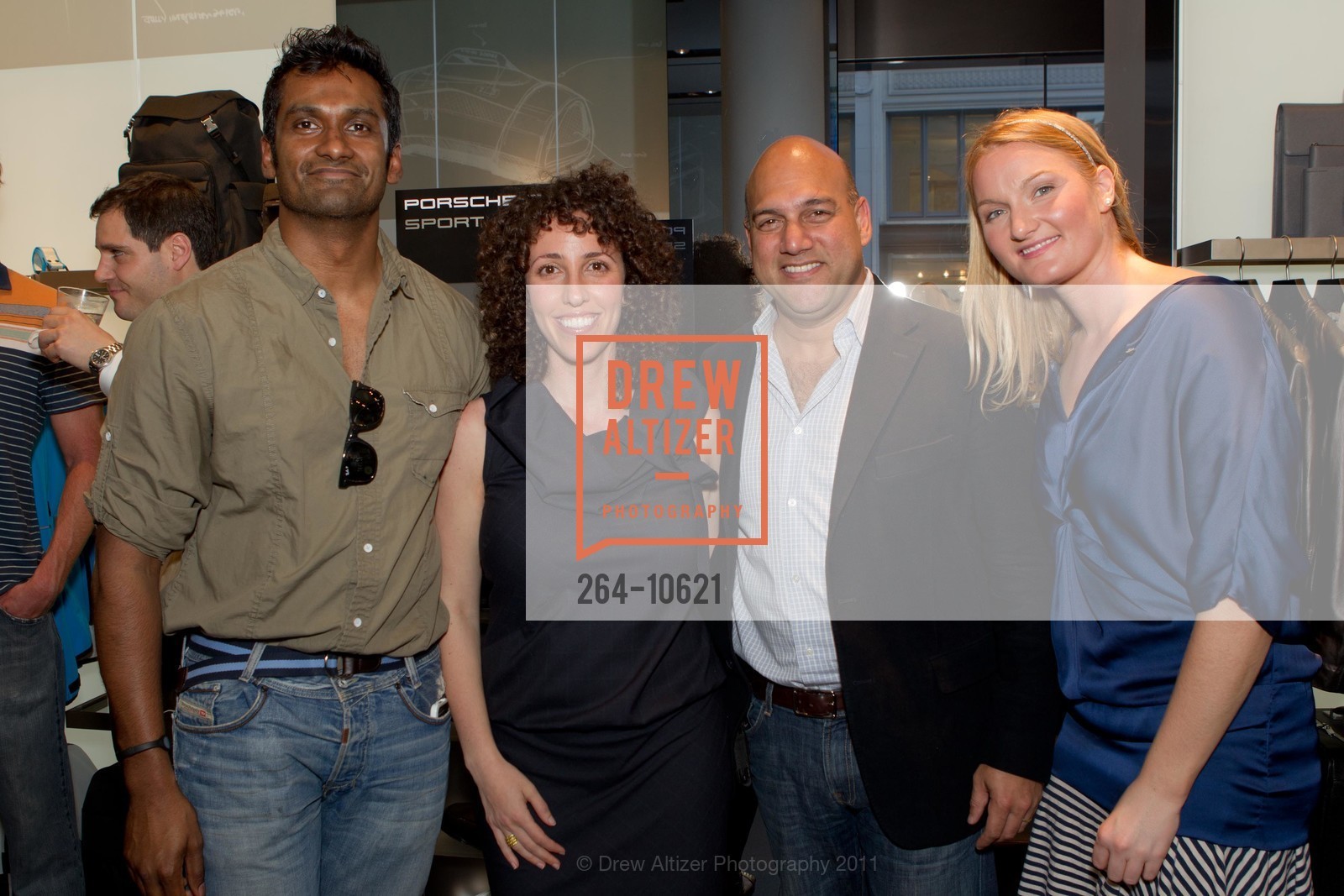 Avin Arumugan, Lily Yacobi, Salim Ismail, Kacey Qua, XPRIZE/ Opening of PORSCHE DESIGN to Benefit the Junior Committee of the Fine Arts Museums, US, April 1st, 2011, Photo #264-10621 Avin Arumugan, Lily Yacobi, Salim Ismail, Kacey Qua, Photo #264-10621