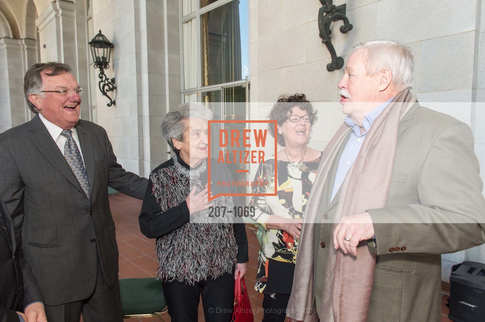Steven Oliver, Ruth Braunstein, Marna Clark, Armistead Maupin, ArtCare Benefit Celebrating the Mayor’s Art Award and the ArtCare Lifetime Achievement Award, Green Room, War Memorial Building, Green Room, War Memorial Building, March 29th, 2016, Photo #207-1069 Steven Oliver, Ruth Braunstein, Marna Clark, Armistead Maupin, Photo #207-1069