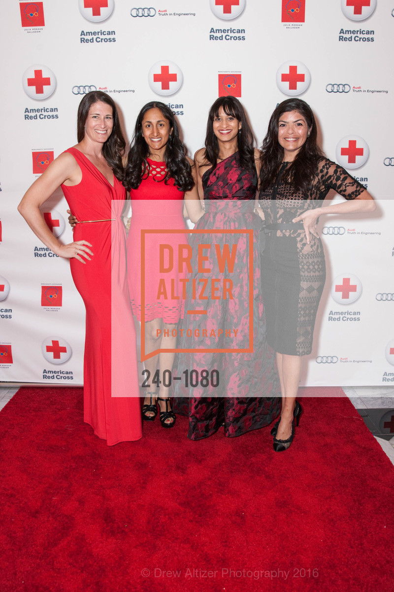 Renee Bea, Karen Taylor, Monica Singer, Priscilla Munoz, Red Cross Gala, Julia Morgan Ballroom. 465 California St, April 1st, 2016, Photo #240-1080 Renee Bea, Karen Taylor, Monica Singer, Priscilla Munoz, Photo #240-1080