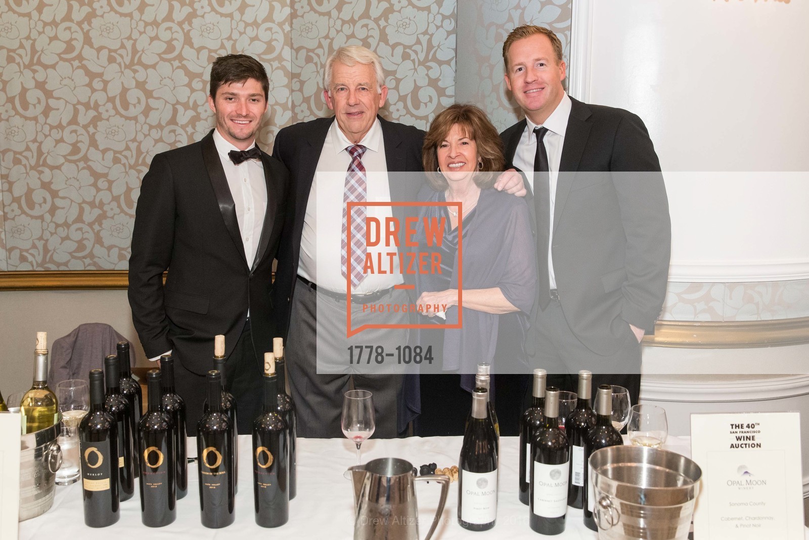 Nathan O'Brien, John Bambury, Marie Bambury, Nick Bambury, The 40th San Francisco Wine Auction, Fairmont Hotel, April 9th, 2016, Photo #1778-1084 Nathan O'Brien, John Bambury, Marie Bambury, Nick Bambury, Photo #1778-1084