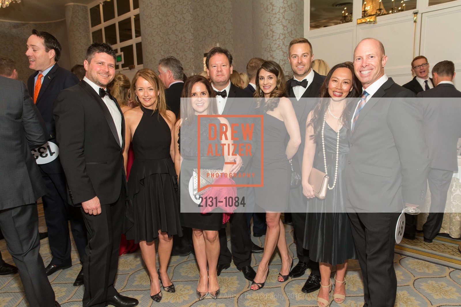 Aric Marshall, Mary Beth Picone, Regina Market Evans, Bill Evans, Erin Niehaus, Matt Niehaus, Sara Sina Tuchen, Mike Tuchen, The 40th San Francisco Wine Auction, Fairmont Hotel, April 9th, 2016, Photo #2131-1084 Aric Marshall, Mary Beth Picone, Regina Market Evans, Bill Evans, Erin Niehaus, Matt Niehaus, Sara Sina Tuchen, Mike Tuchen, Photo #2131-1084