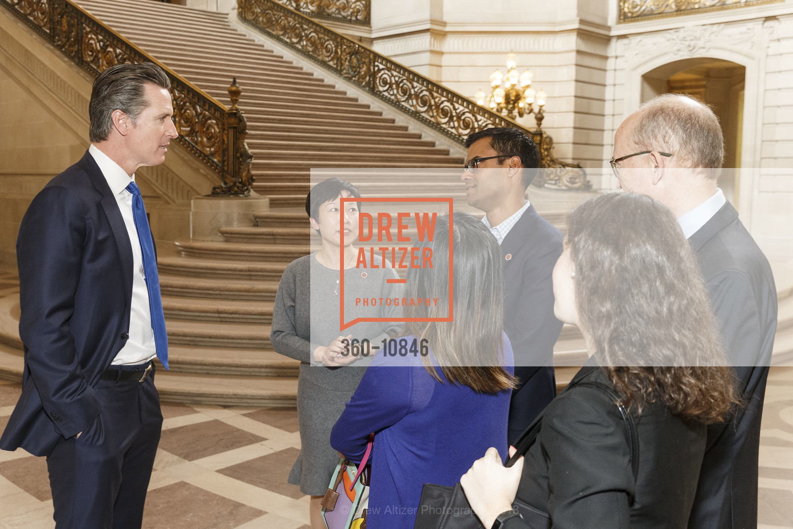 Gavin Newsom, Ashley Cheng, Jay Knapp, Mayor Ed Lee Official Photo Unveiling, San Francisco City Hall. 1 Dr. Carlton B. Goodlett Place, May 5th, 2018, Photo #360-10846 Gavin Newsom, Ashley Cheng, Jay Knapp, Photo #360-10846