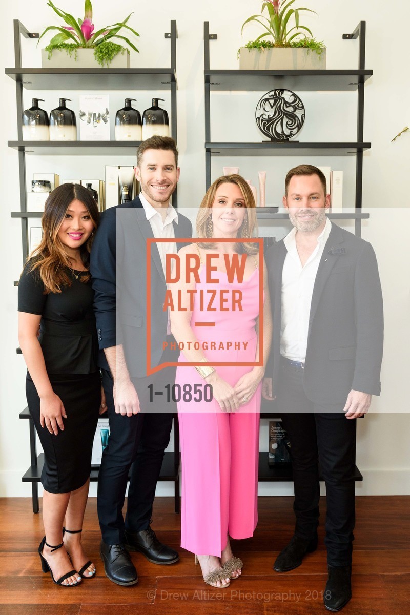 Justina Der, Nathan Ornell, Lindsay Glaser, Jason Bishop, Charles W Thomas Salon Grand Opening, Charles W Thomas Salon. 3571 Sacramento Street, May 4th, 2018, Photo #1-10850 Justina Der, Nathan Ornell, Lindsay Glaser, Jason Bishop, Photo #1-10850