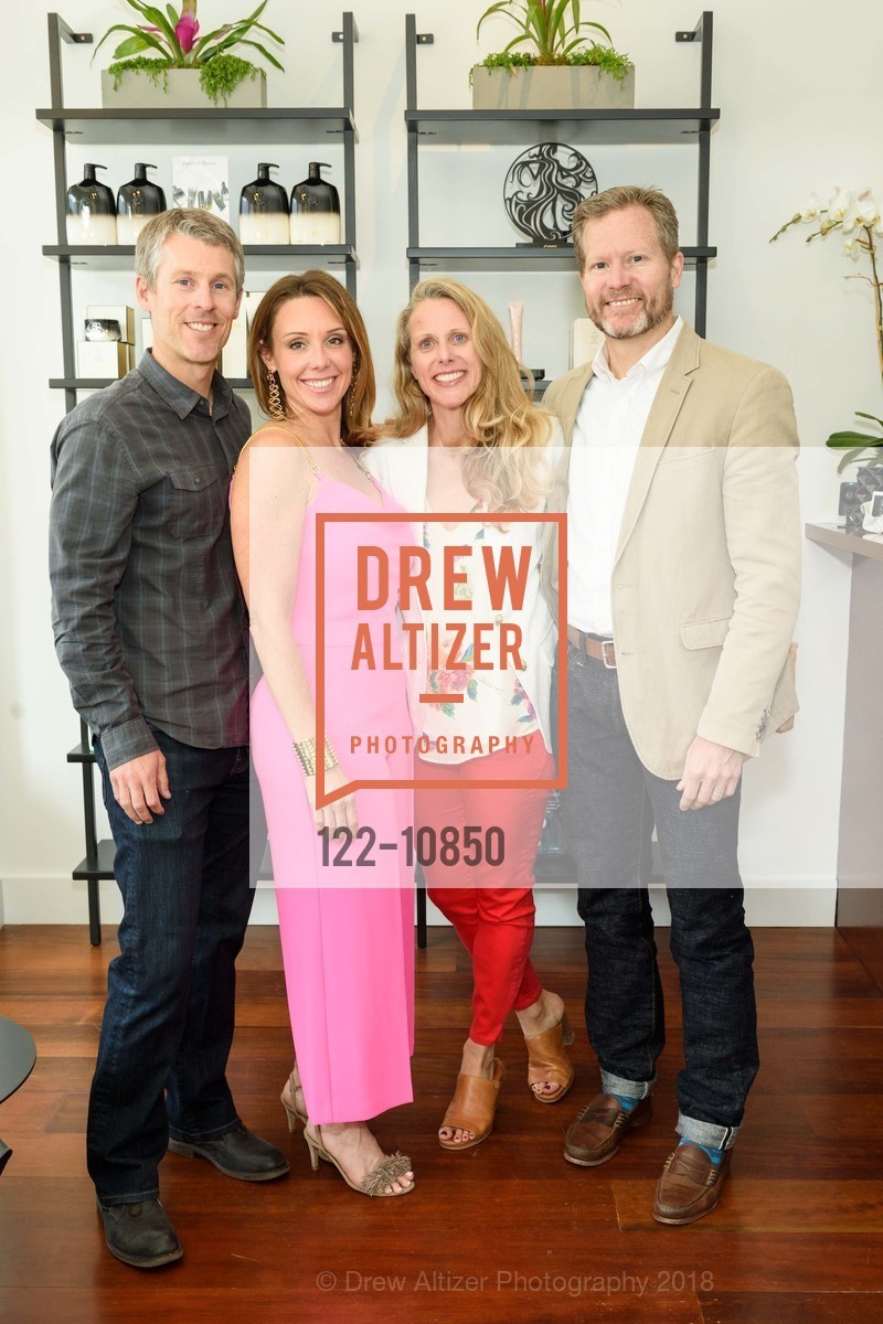 Tom Money, Lindsay Glaser, Catherine Money, Erin Money, Charles W Thomas Salon Grand Opening, Charles W Thomas Salon. 3571 Sacramento Street, May 4th, 2018, Photo #122-10850 Tom Money, Lindsay Glaser, Catherine Money, Erin Money, Photo #122-10850