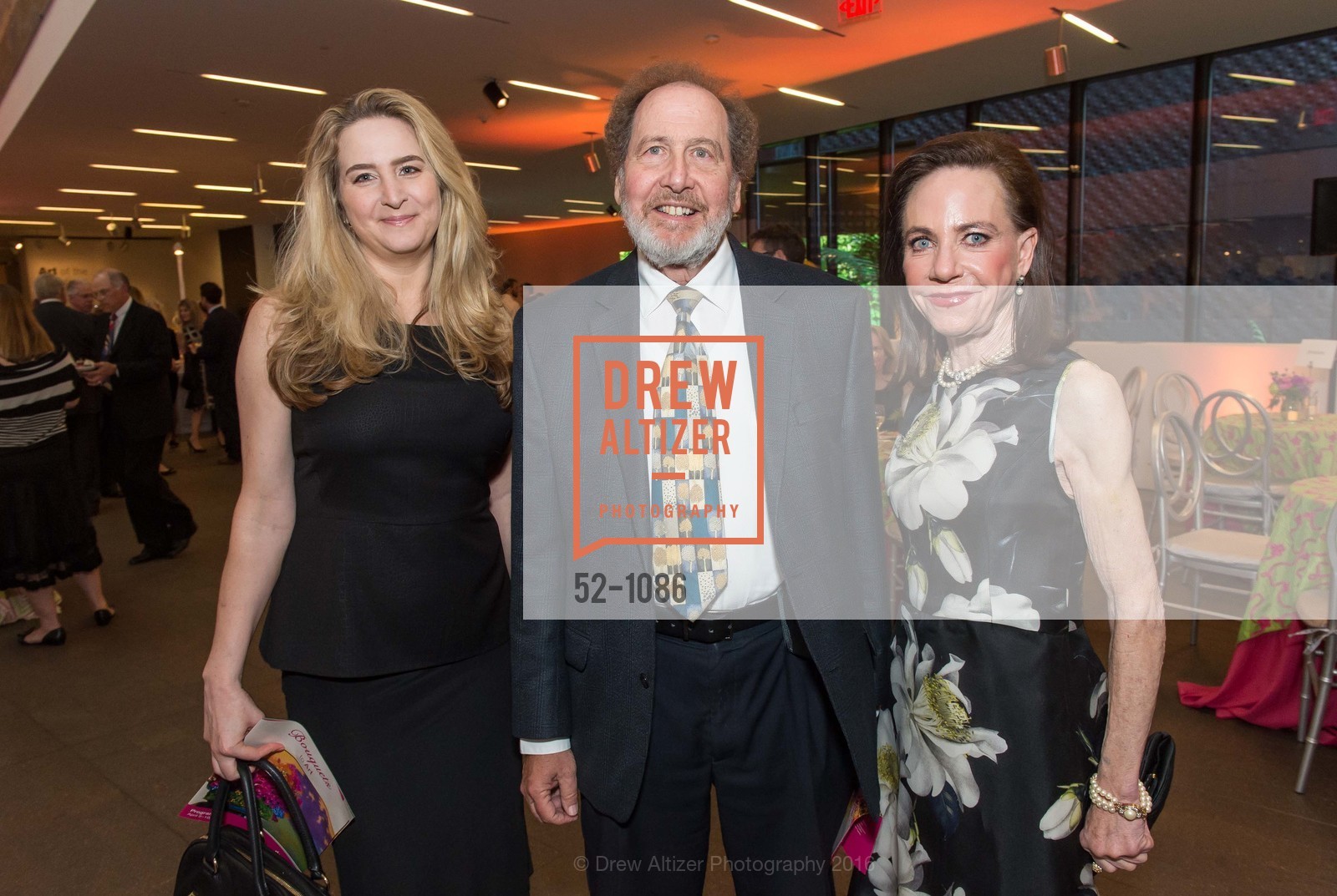 Amy Callister, Dave Roberson, Elizabeth Brown, Bouquets to Art Opening Night Gala, de Young Museum. 50 Hagiwara Tea Garden Dr, April 4th, 2016, Photo #52-1086 Amy Callister, Dave Roberson, Elizabeth Brown, Photo #52-1086