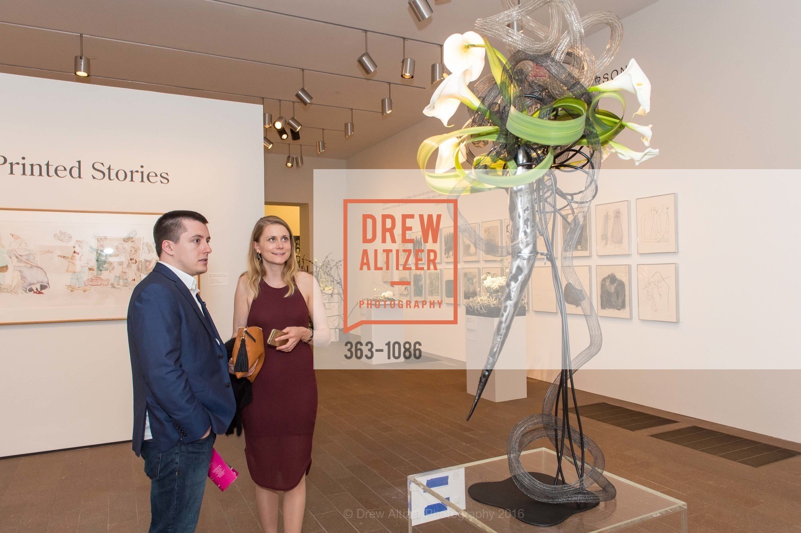 Brian Pike, Ariel Ermatinger, Bouquets to Art Opening Night Gala, de Young Museum. 50 Hagiwara Tea Garden Dr, April 4th, 2016, Photo #363-1086 Brian Pike, Ariel Ermatinger, Photo #363-1086