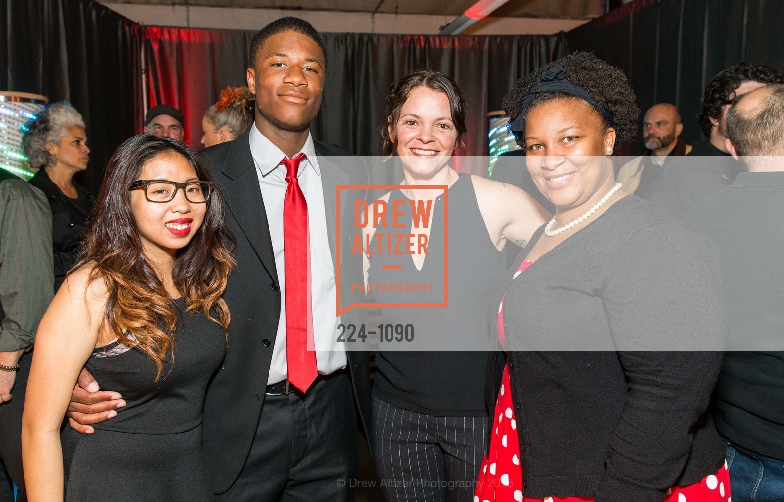 Mey Lia, Maliq Nathaniel, Carla Hall, Virginia Oxley, The Crucible's Fire & Light Soirée and Art Auction, The Crucible. 1260 7th St, April 9th, 2016, Photo #224-1090 Mey Lia, Maliq Nathaniel, Carla Hall, Virginia Oxley, Photo #224-1090