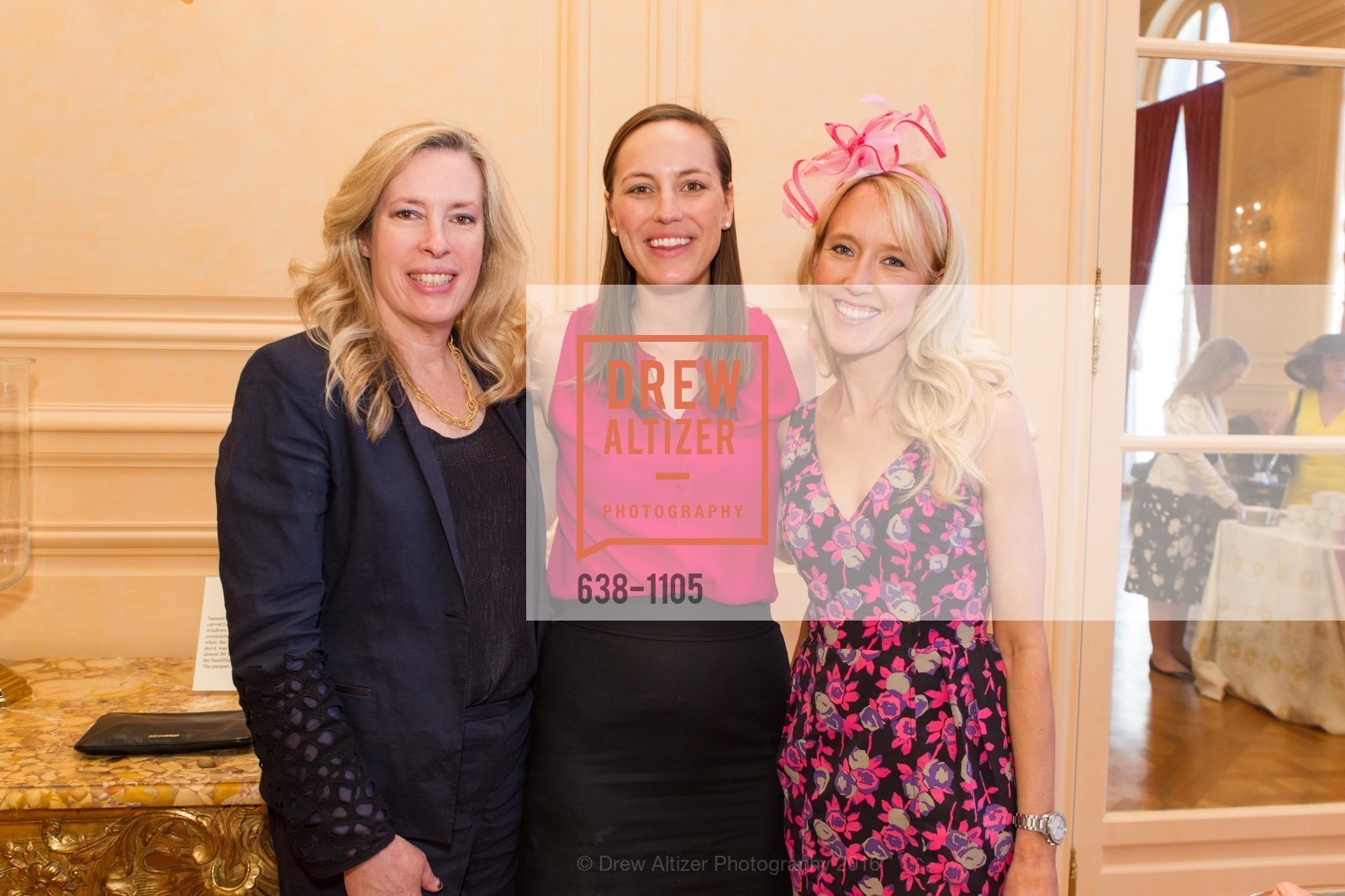Judy Nevitt, Alexandra Jansen, Lindsay Cioffari, Junior League of San Francisco Sustainer Tea, Carolands Chateau, Hillsborough, CA. 565 Remillard Dr, Hillsborough, CA 94010, April 16th, 2016, Photo #638-1105 Judy Nevitt, Alexandra Jansen, Lindsay Cioffari, Photo #638-1105