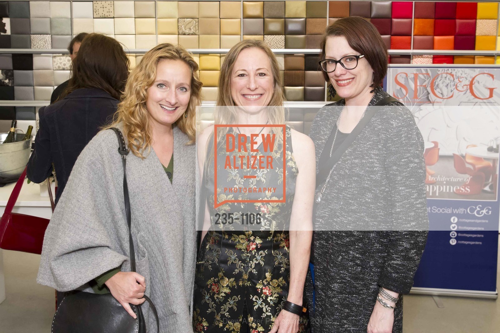 Sarah Knutson, Gloria Marth, Angela Risser, SF Decorator Showcase Kickoff, Design Within Reach. 200 Kansas St., San Francisco, CA, April 12th, 2016, Photo #235-1106 Sarah Knutson, Gloria Marth, Angela Risser, Photo #235-1106