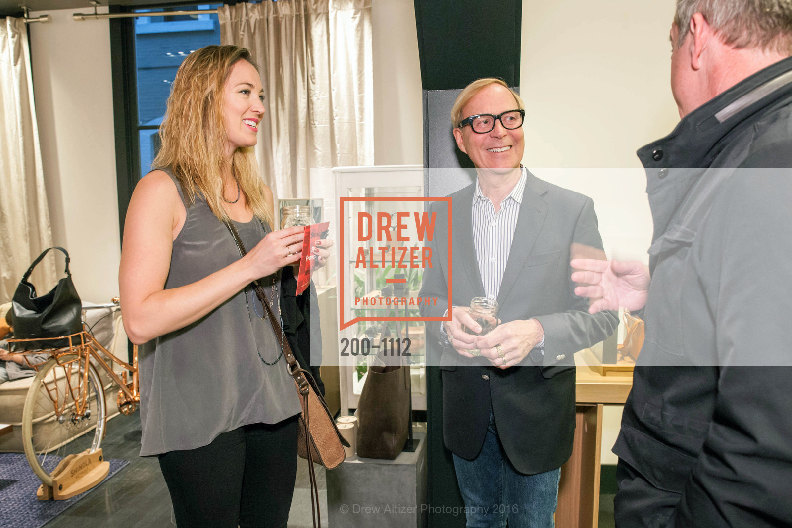Eva Frye, Richard Lambertson, Shinola's Leather Trunk Show with Richard Lambertson & John Truex, Shinola. 722 Montgomery St, April 14th, 2016, Photo #200-1112 Eva Frye, Richard Lambertson, Photo #200-1112