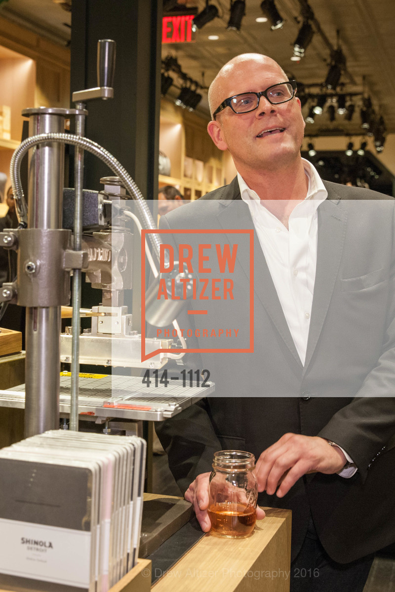 John Truex, Shinola's Leather Trunk Show with Richard Lambertson & John Truex, Shinola. 722 Montgomery St, April 14th, 2016, Photo #414-1112 John Truex, Photo #414-1112