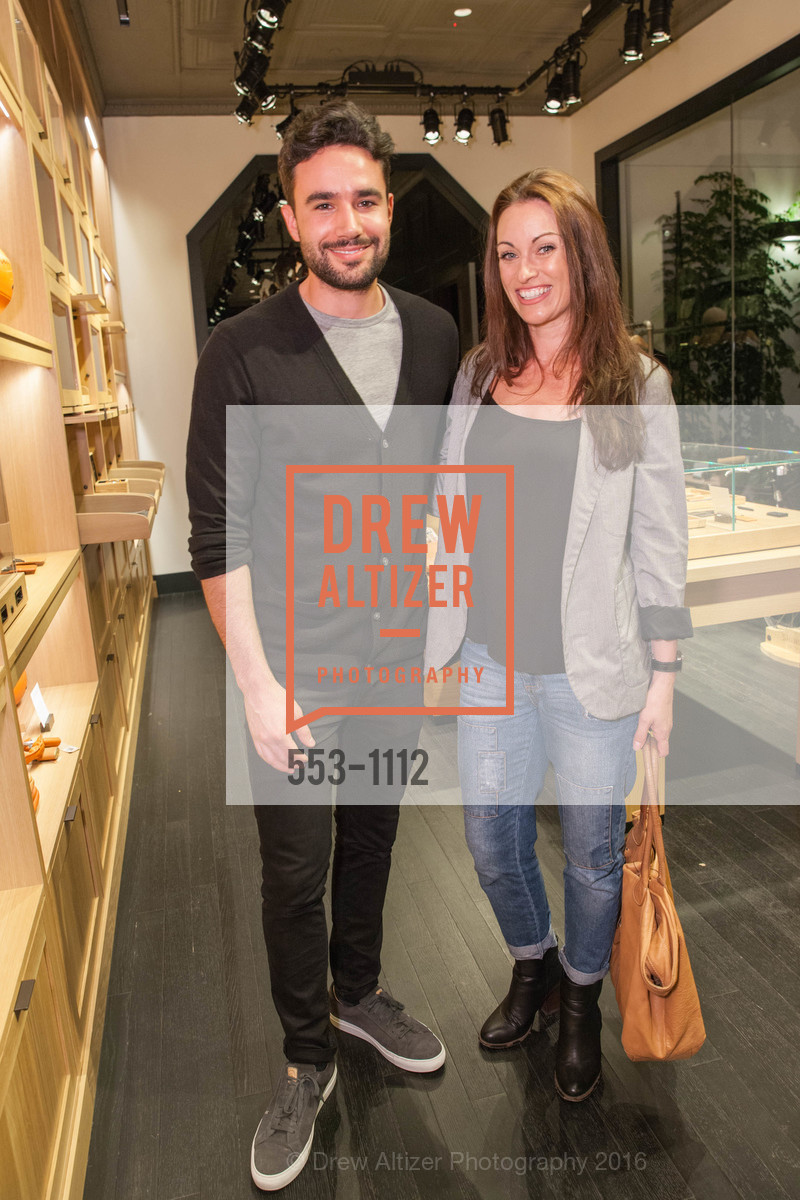 Cameron Apple, Gemma Goldy, Shinola's Leather Trunk Show with Richard Lambertson & John Truex, Shinola. 722 Montgomery St, April 14th, 2016, Photo #553-1112 Cameron Apple, Gemma Goldy, Photo #553-1112