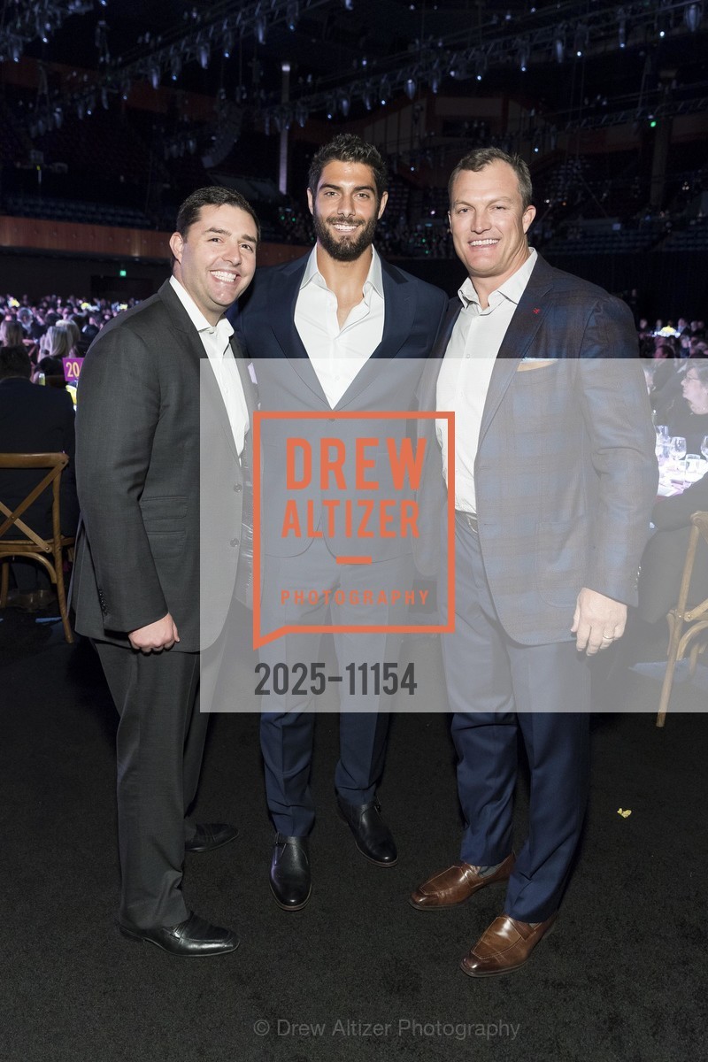 Jed York, Jimmy Garoppolo, John Lynch, Tipping Point Benefit 2018, Bill Graham Civic Auditorium. 99 Grove St, Photo #2025-11154 Jed York, Jimmy Garoppolo, John Lynch, Photo #2025-11154