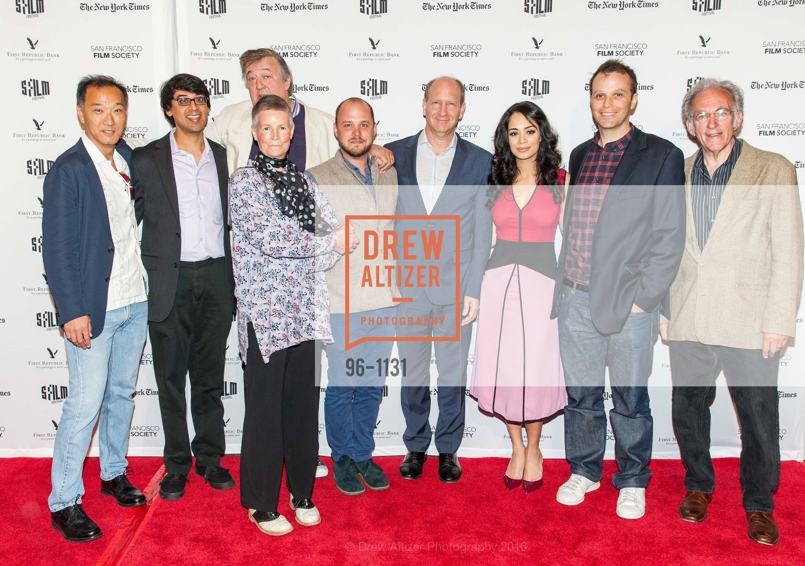 Ken Ono, Manjul Bhargava, Annie Pressman, Stephen Fry, Sam Pressman, Doron Weber, Devika Bhise, Coby Brown, Robert Kanigel, SFIFF: THE MAN WHO KNEW INFINITY Red Carpet Arrivals, Castro Theater. 429 Castro Street, April 24th, 2016, Photo #96-1131 Ken Ono, Manjul Bhargava, Annie Pressman, Stephen Fry, Sam Pressman, Doron Weber, Devika Bhise, Coby Brown, Robert Kanigel, Photo #96-1131