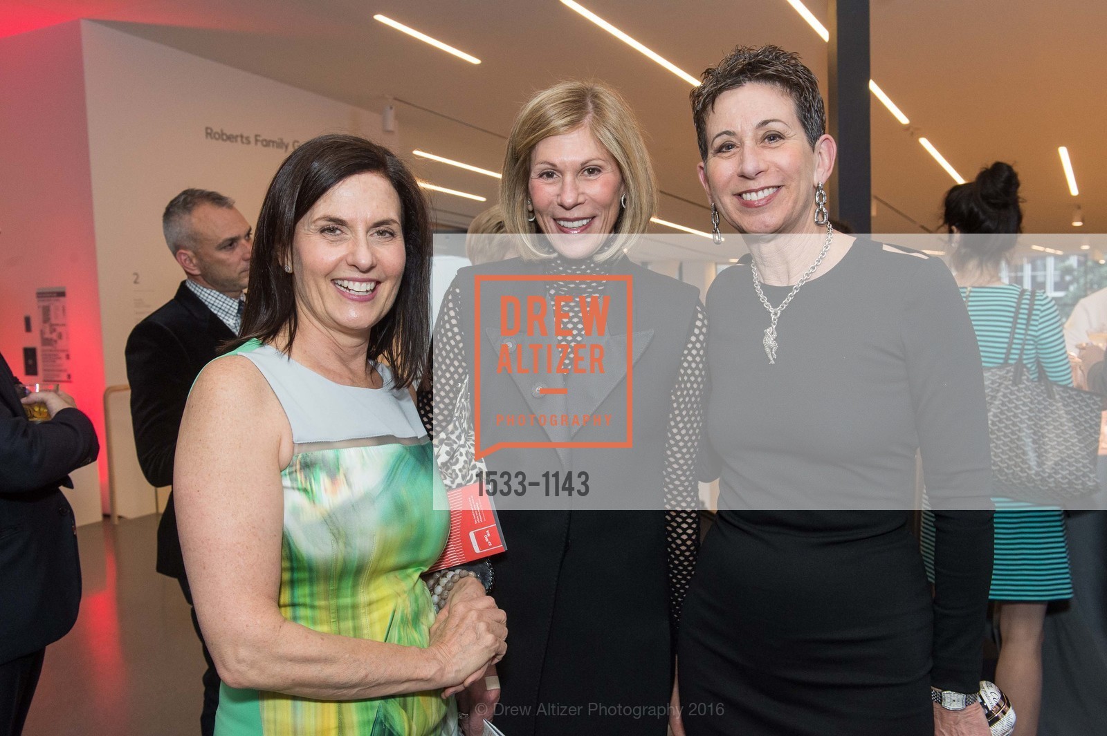 Valerie Cordon, Vicki Kahn, Dana Corvin, SFMOMA Curators' Circle and Director's Circle Reception sponsored by J.P. Morgan and illy coffee, SFMOMA. 151 3rd St, April 26th, 2016, Photo #1533-1143 Valerie Cordon, Vicki Kahn, Dana Corvin, Photo #1533-1143