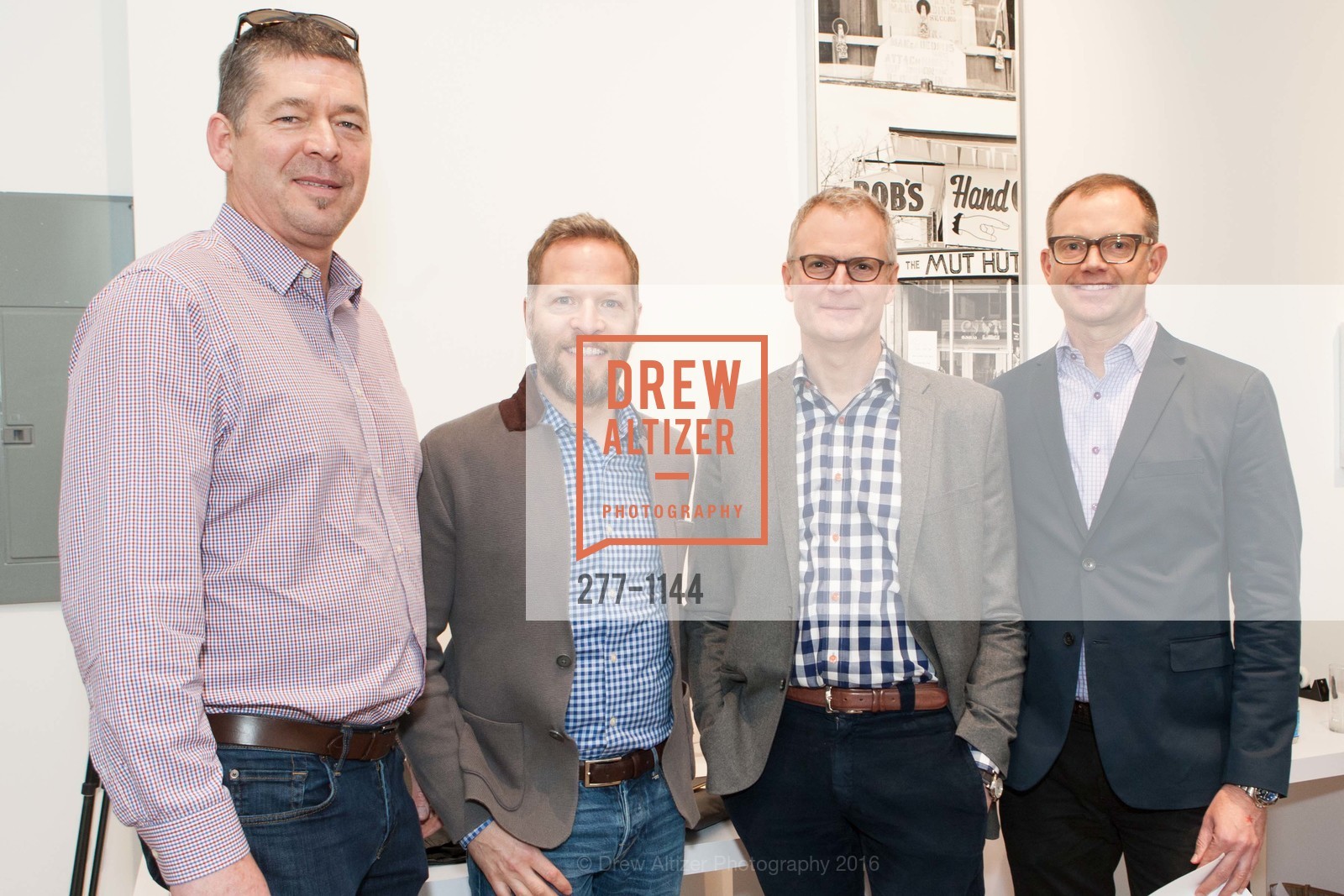 Tim Sinclair, David Funk, Stephen Fronk, Brian Garrett, The Opening of Pace Palo Alto, Pace Palo Alto. 229 Hamilton Avenue, April 27th, 2016, Photo #277-1144 Tim Sinclair, David Funk, Stephen Fronk, Brian Garrett, Photo #277-1144
